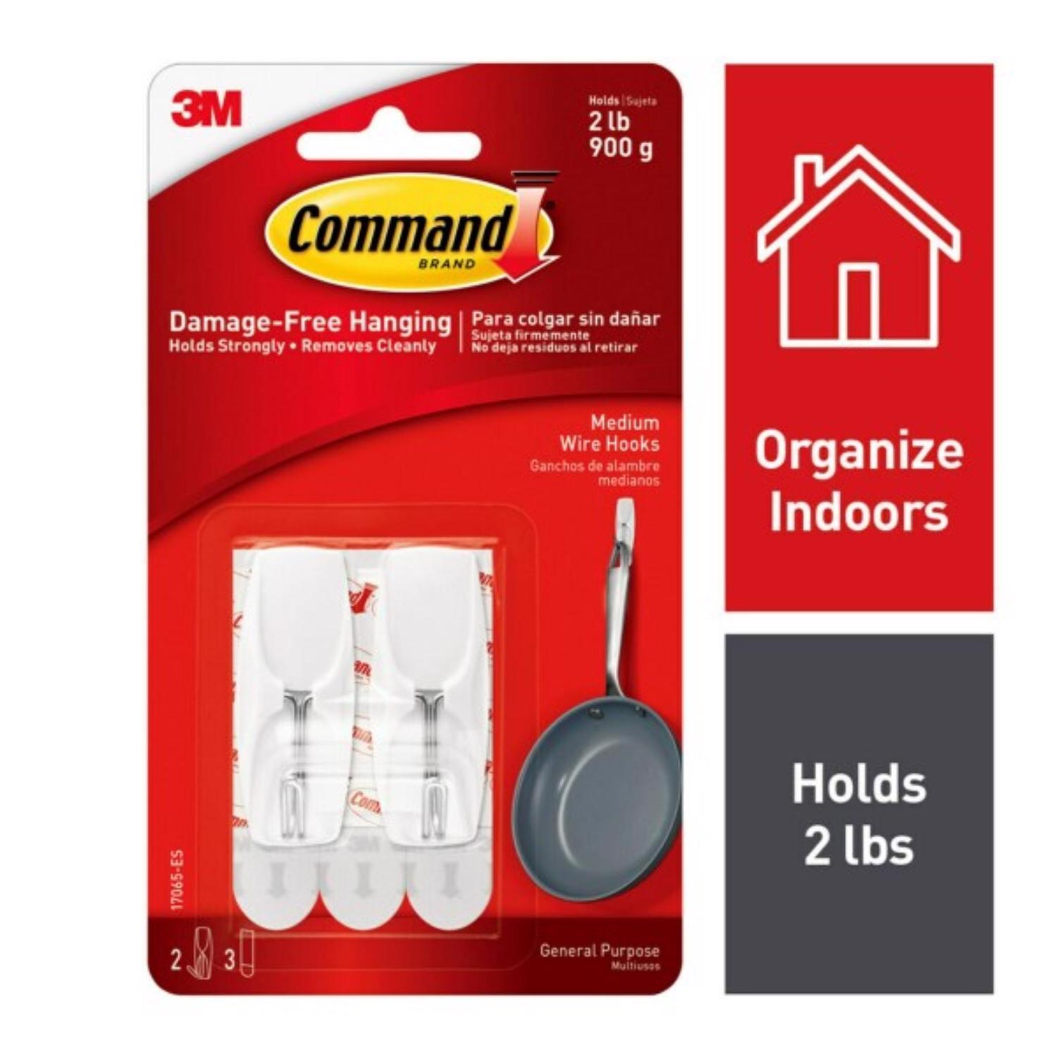 3M Command Medium Plastic Wire Hooks 2.17 in. L 2 pk