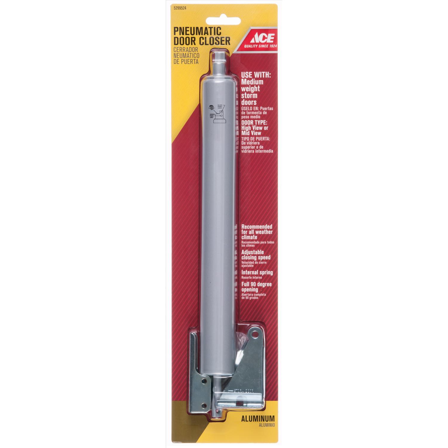 Ace Silver Aluminum Pneumatic Screen/Storm Door Closer