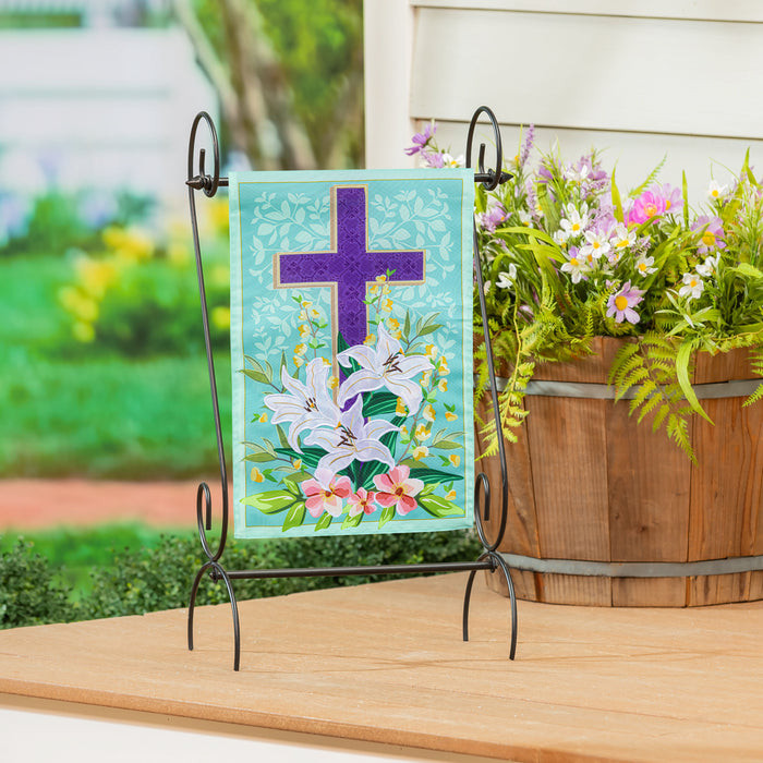 Easter Cross Applique Garden Flag
