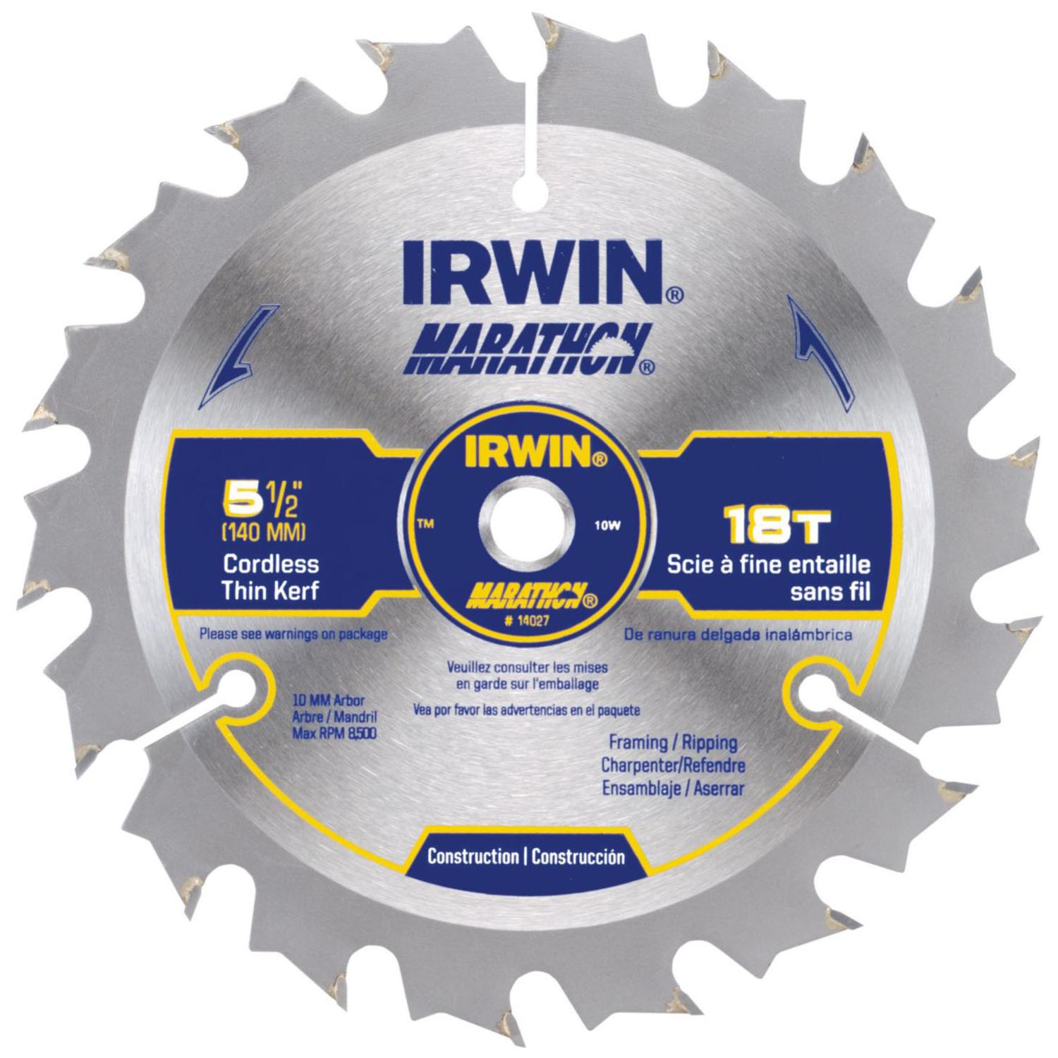Irwin Marathon 5-1/2 in. D Carbide Circular Saw Blade 18 teeth 1 pk