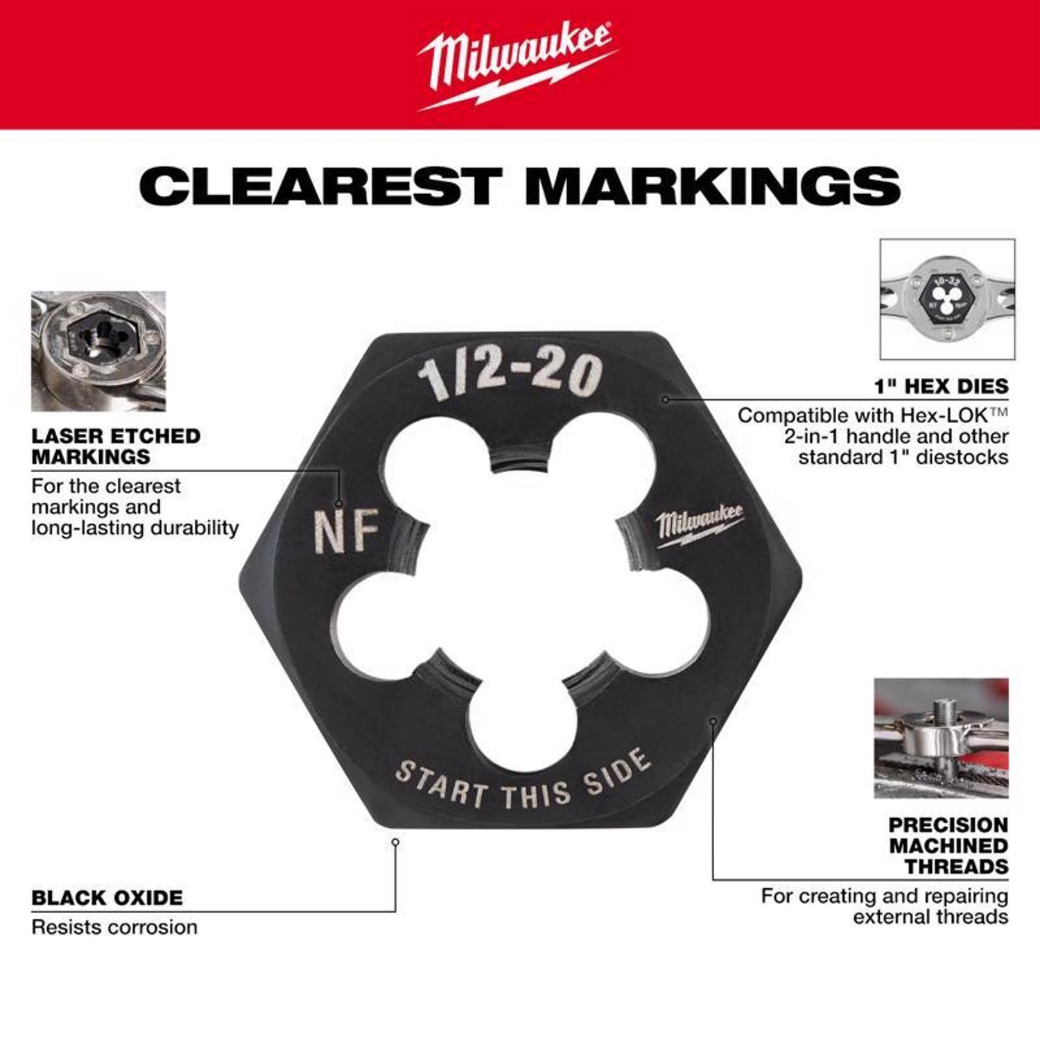 Milwaukee Metric M5x0.9 mm 1" Hex Threading Die