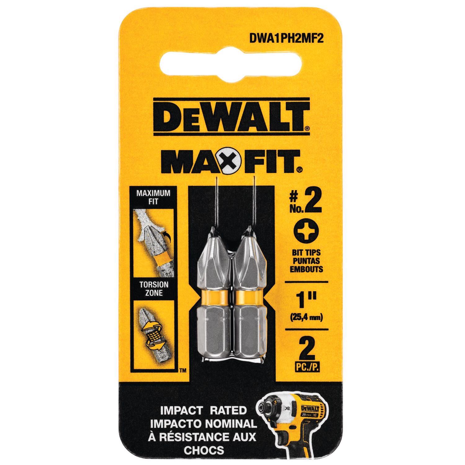 DEWALT Max Fit Phillips #2 X 1 in. L Screwdriver Bit Set Steel 2 pk