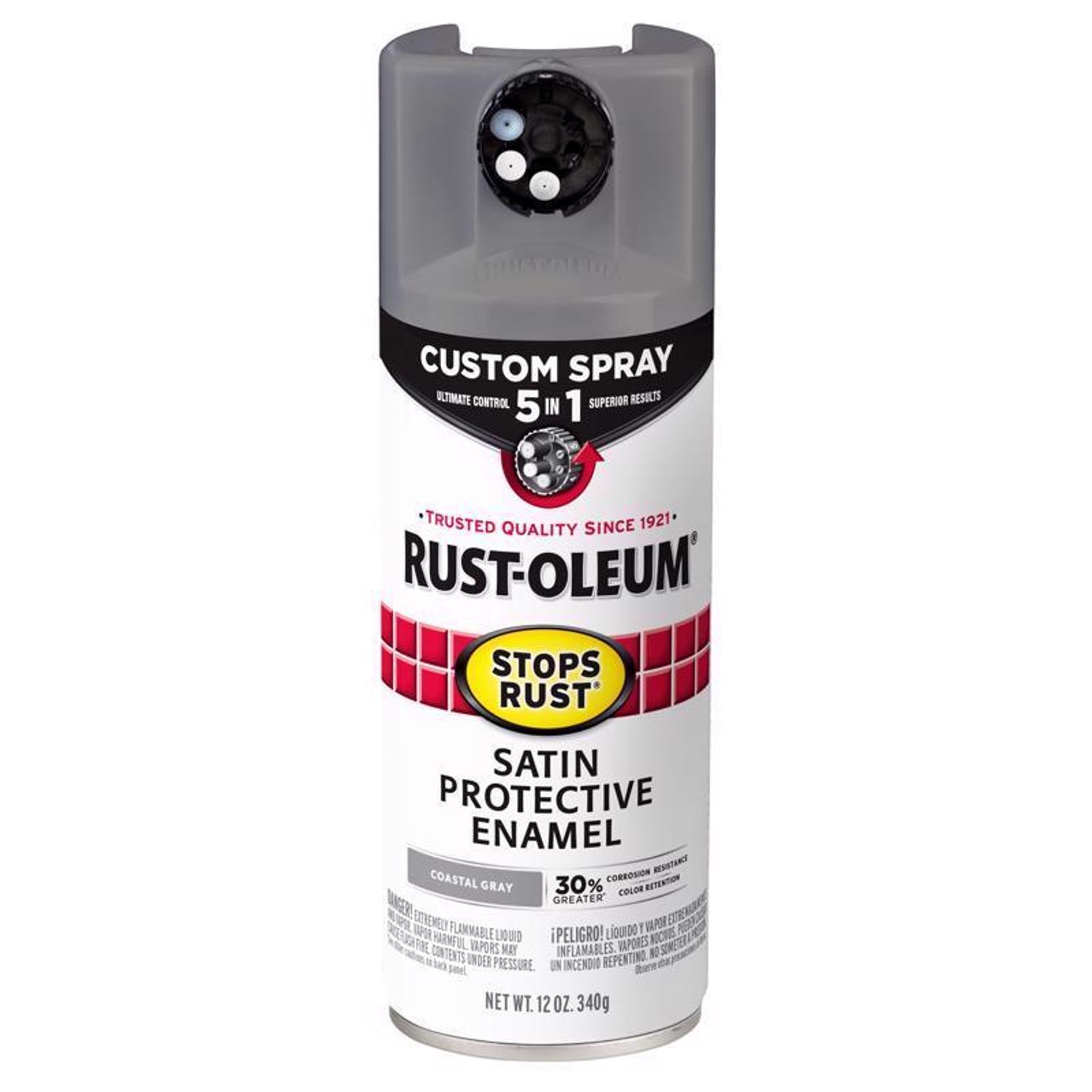 Rust-Oleum Stops Rust Custom Spray 5-in-1 Indoor and Outdoor Satin Gray Oil-Based Oil Modified Alkyd