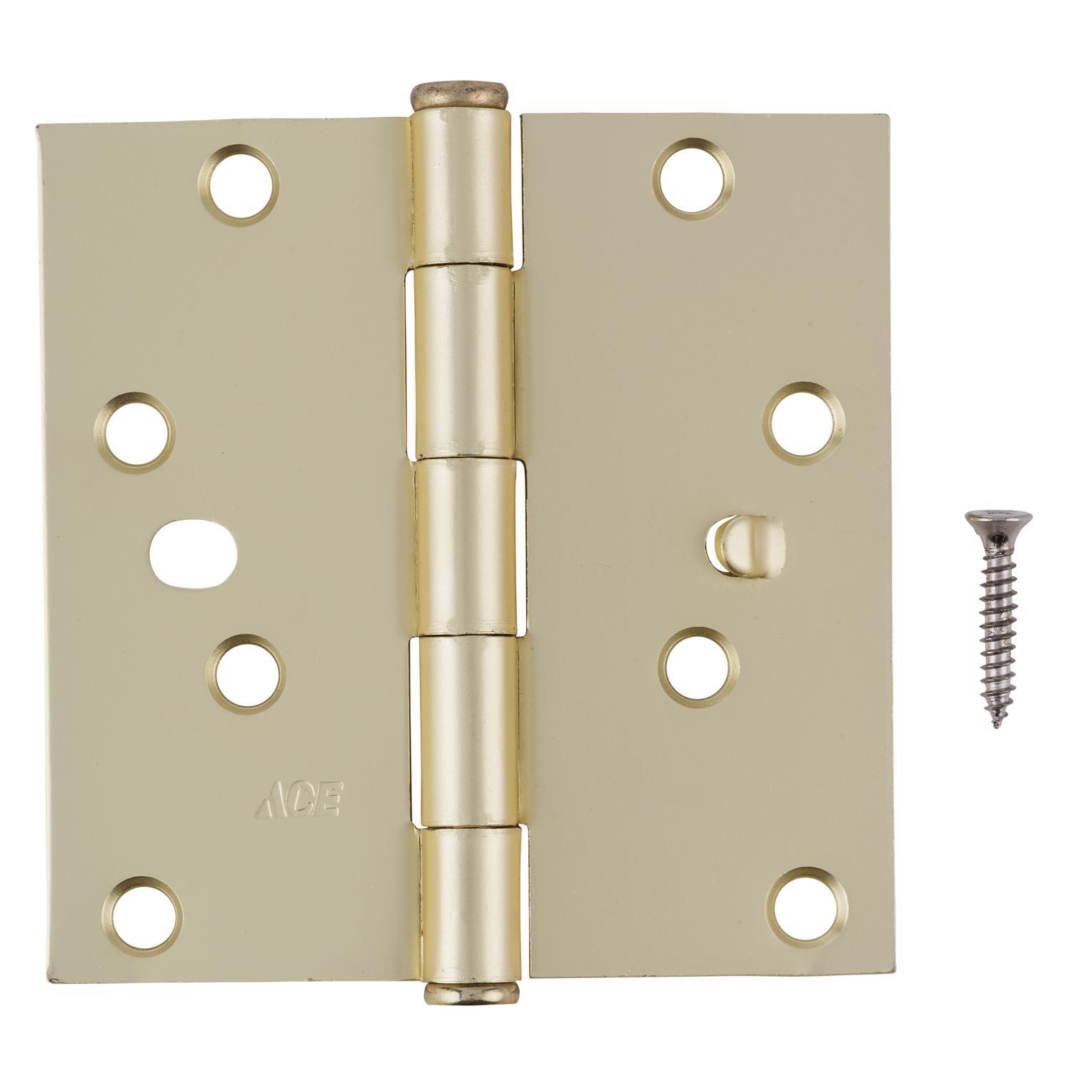 Ace 4 in. L Satin Brass Residential Door Hinge 3 pk