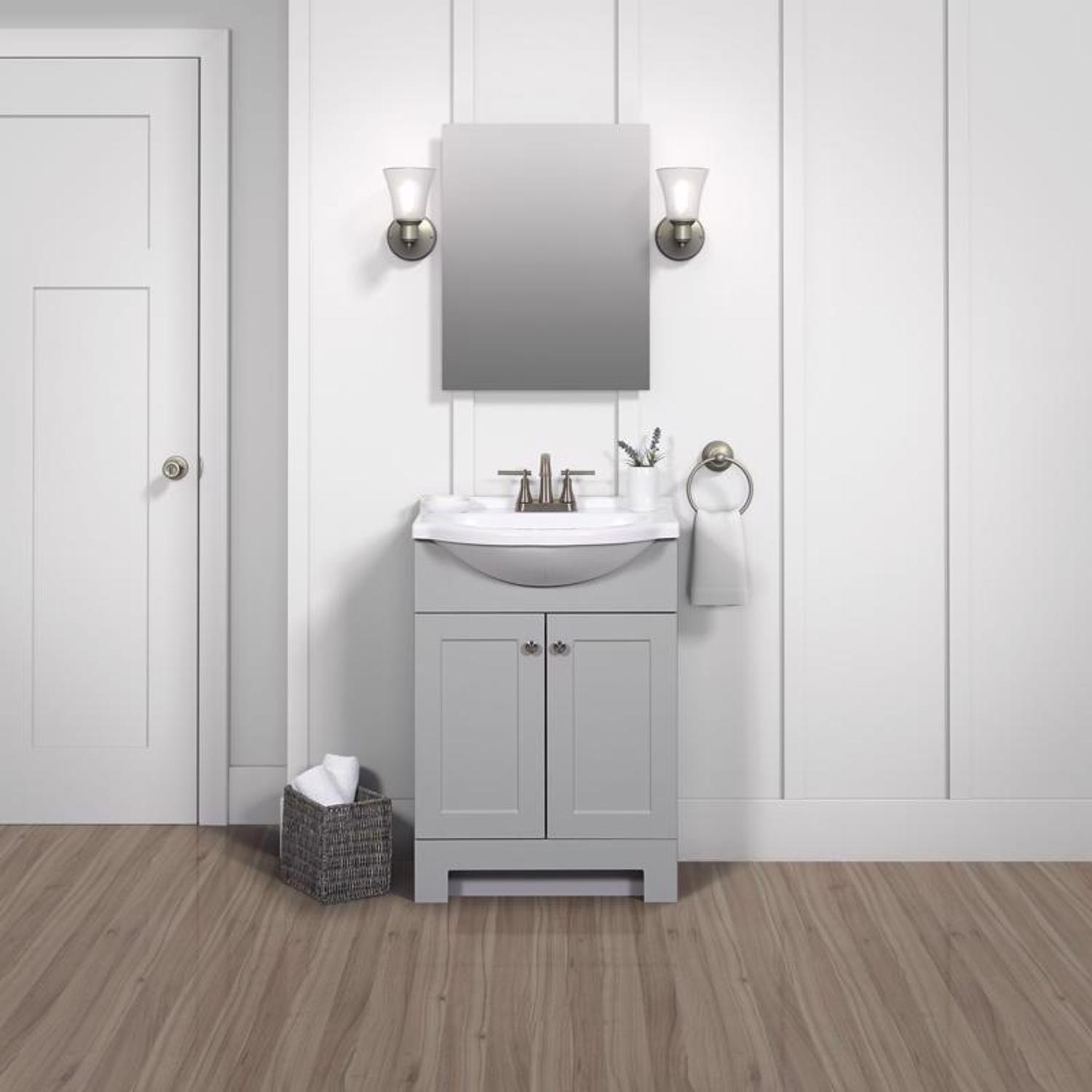 Zenna Home Single Gray Bathroom Vanity 24 in. W X 16 in. D X 35.5 in. H