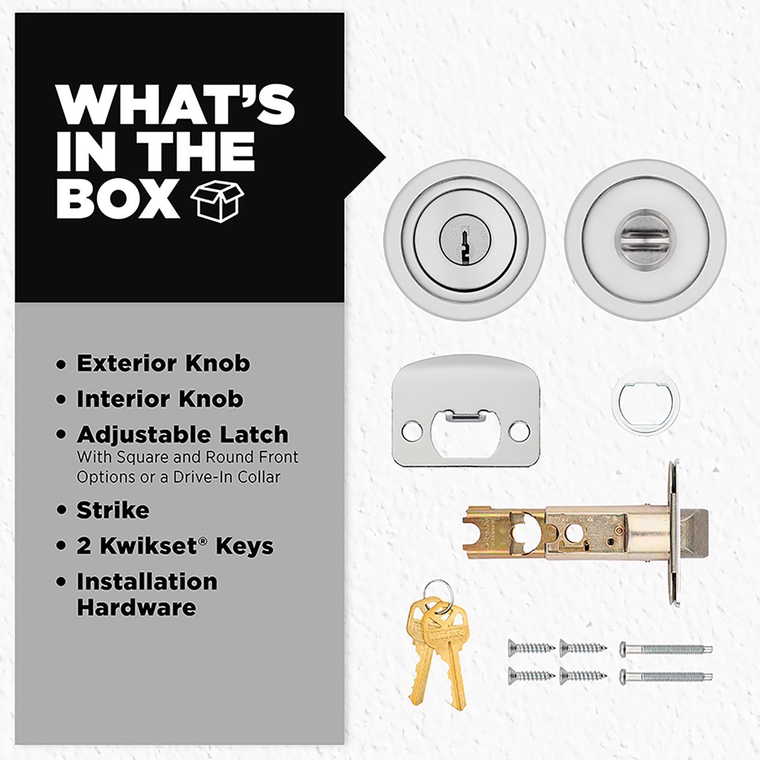 Kwikset Tylo Satin Chrome Entry Knobs 1-3/4 in.