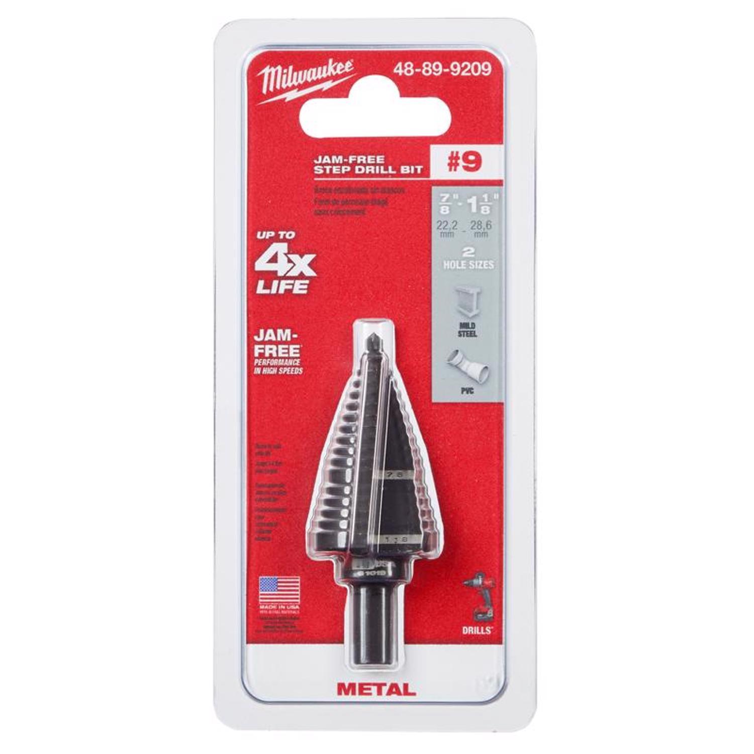 Milwaukee #9 in. X 6 in. L Step Drill Bit 3-Flat Shank 1 pc