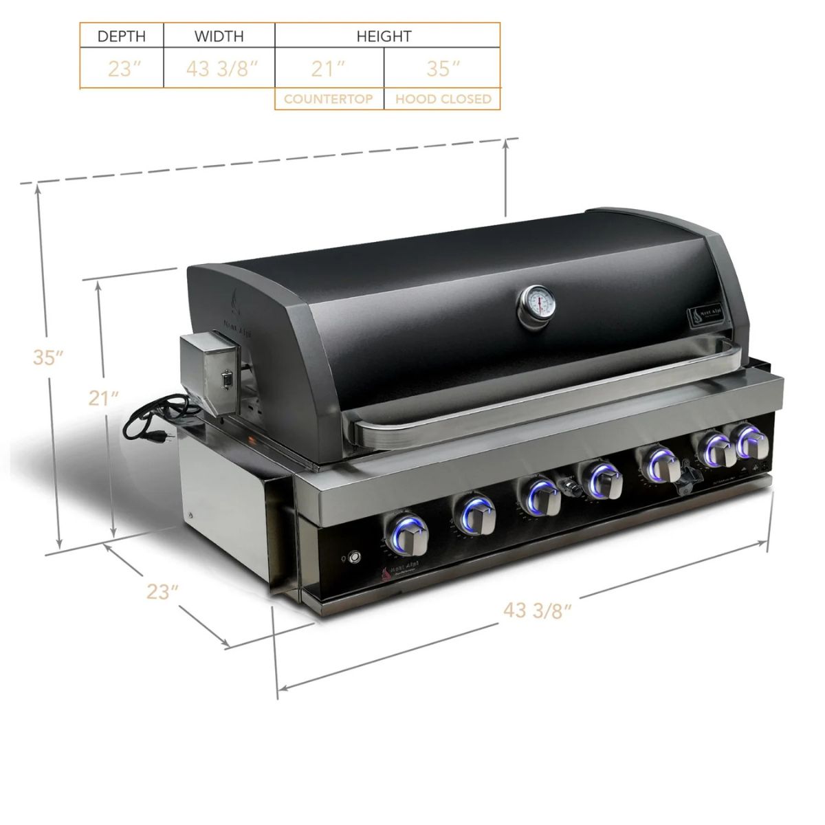 Mont Alpi 44 in. Black Stainless Steel Built-In Grill