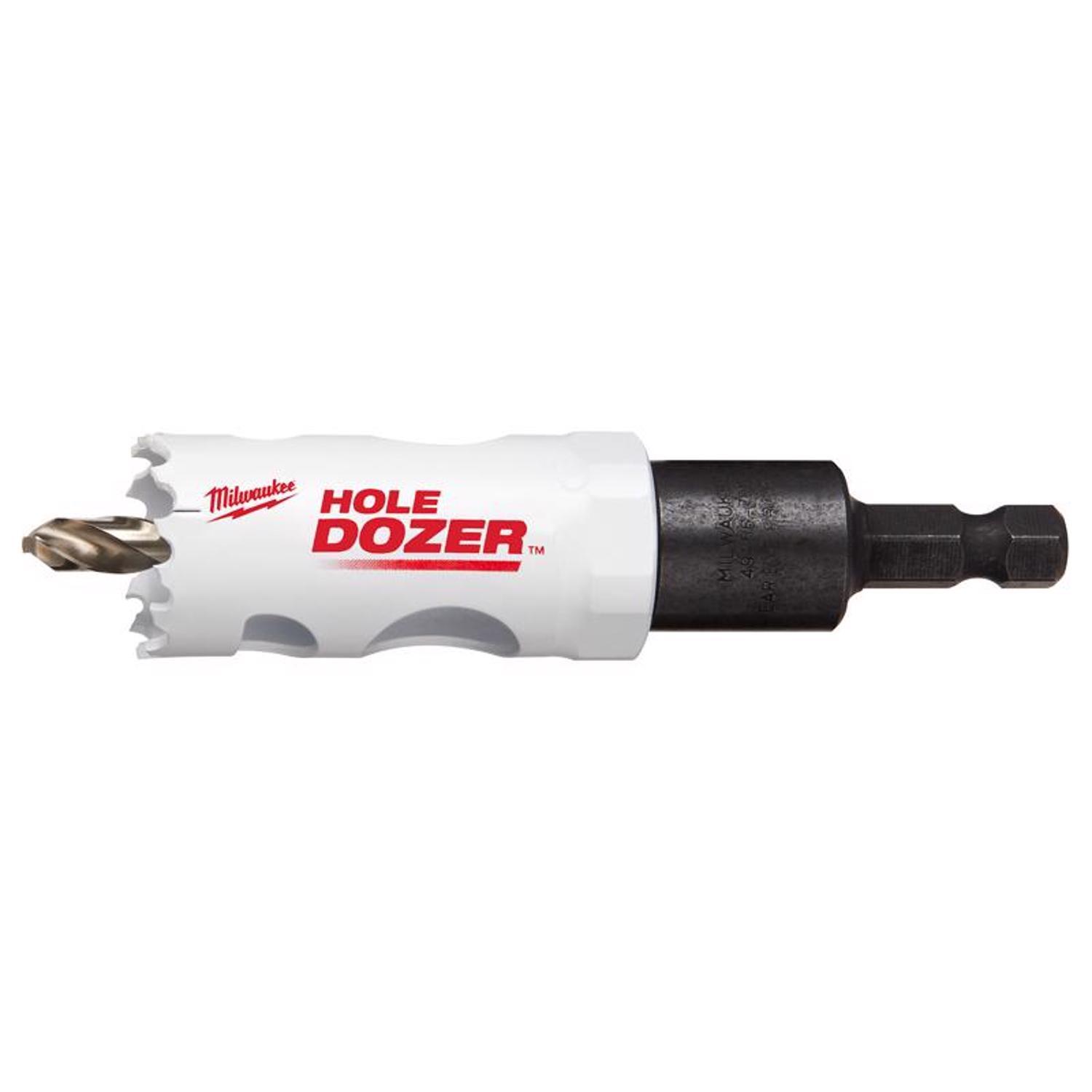 Milwaukee Hole Dozer 1 in. Bi-Metal 2.7 in. L X 3/8 in. D Hole Saw with Arbor and Pilot Bit Arbor In