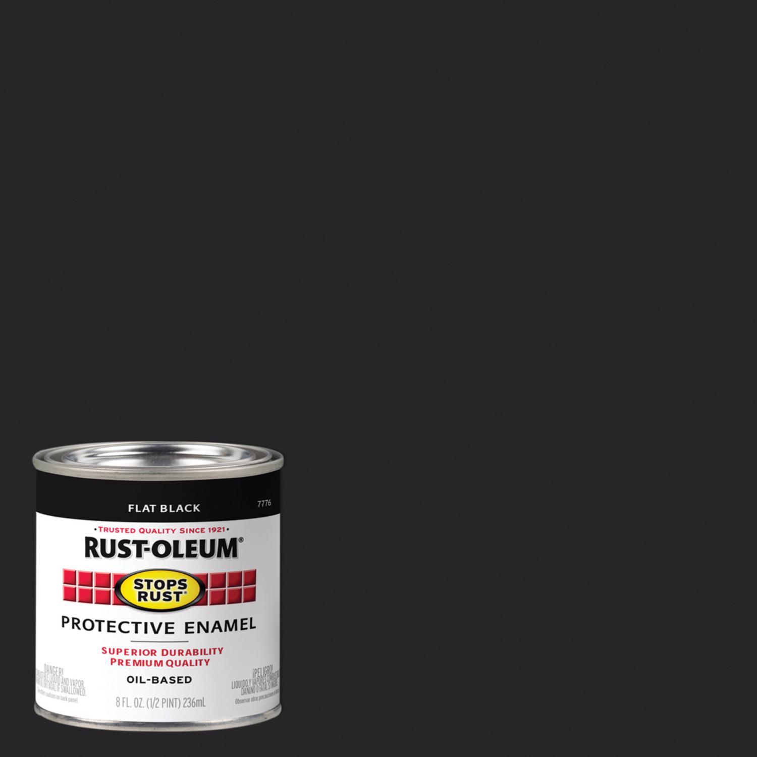 Rust-Oleum Stops Rust Indoor and Outdoor Flat Black Oil-Based Enamel Protective Paint 0.5 pt