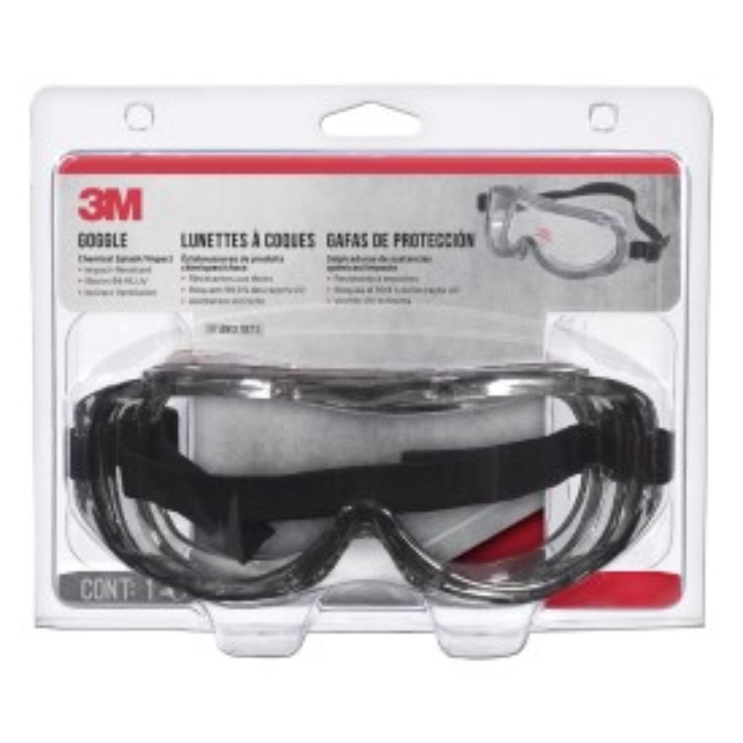 3M Chemical Splash Goggles Clear Lens Black Frame 1 pc