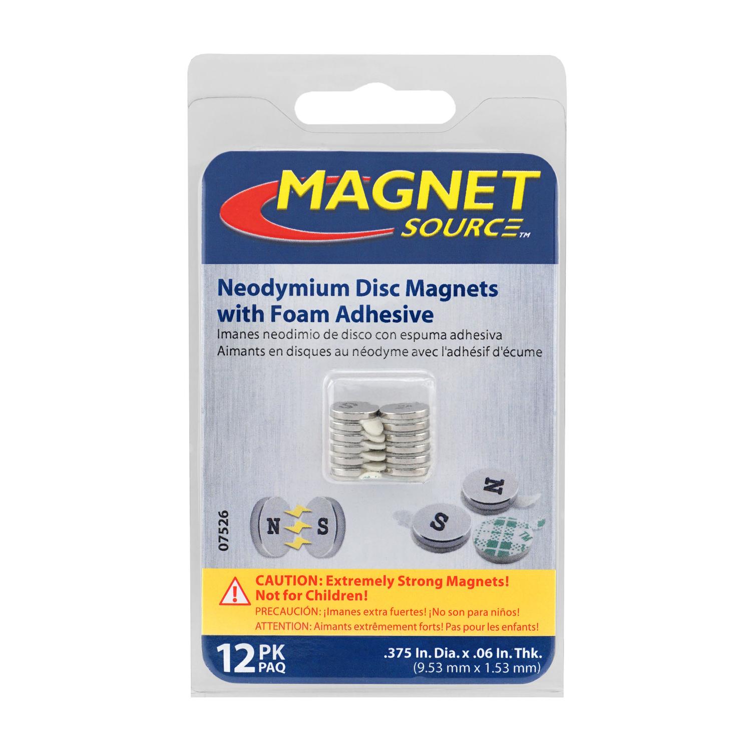 Magnet Source 0.375 in. L X 0.375 in. W Silver Disc Magnets with Adhesive 1.68 lb. pull 12 pc