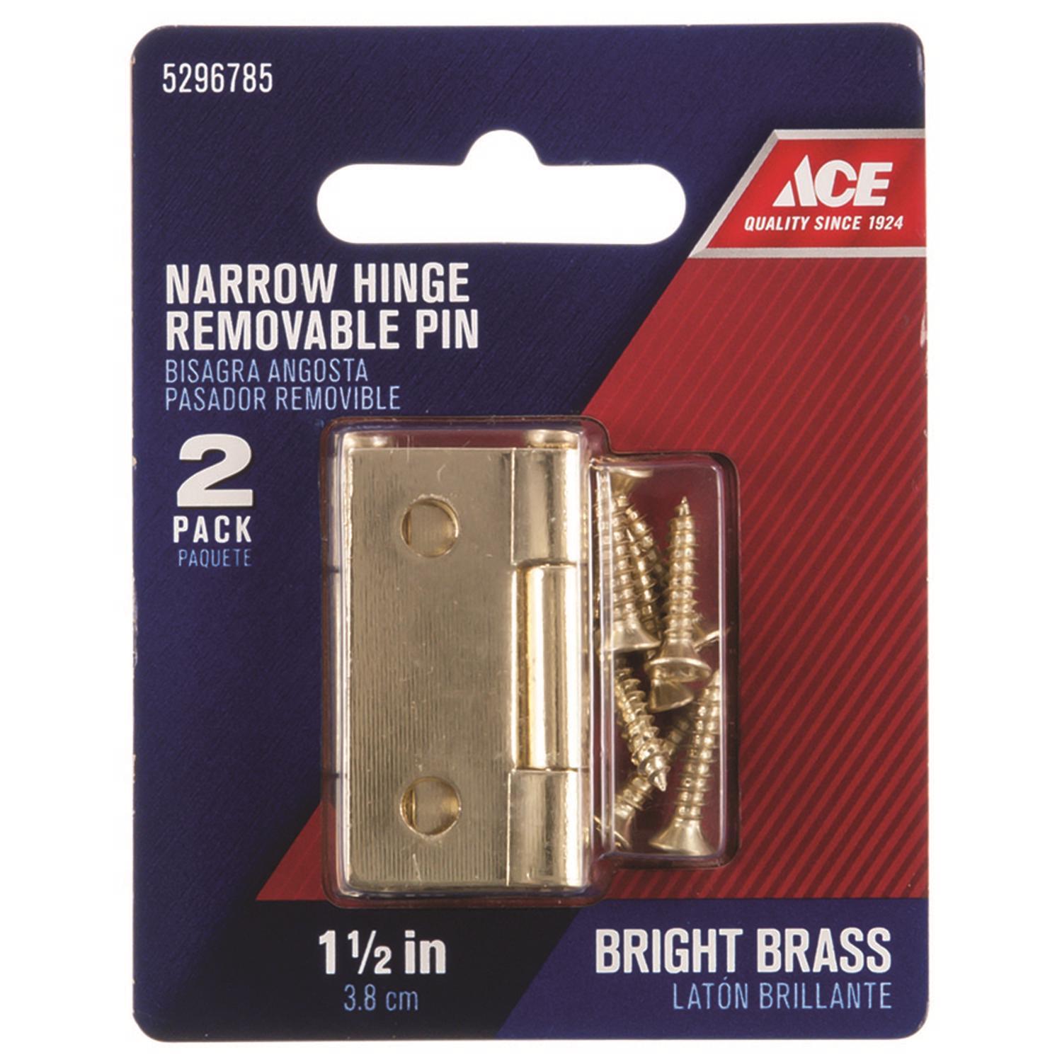 Ace 2.750 in. W X 1-1/2 in. L Bright Brass Gold Brass Narrow Hinge 2 pk