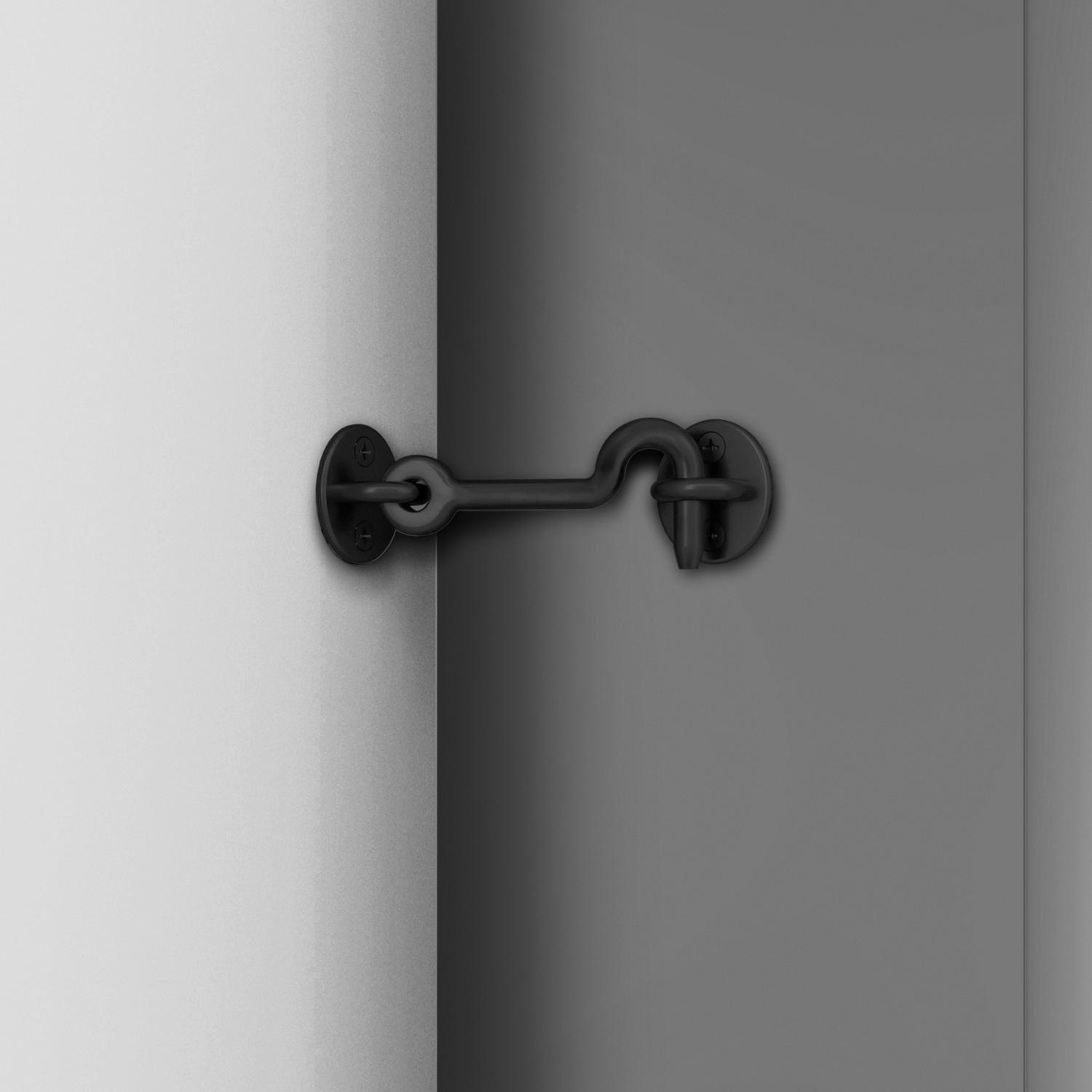 National Hardware 4 in. L Matte Black Steel Hook and Eye Closure 1 pc