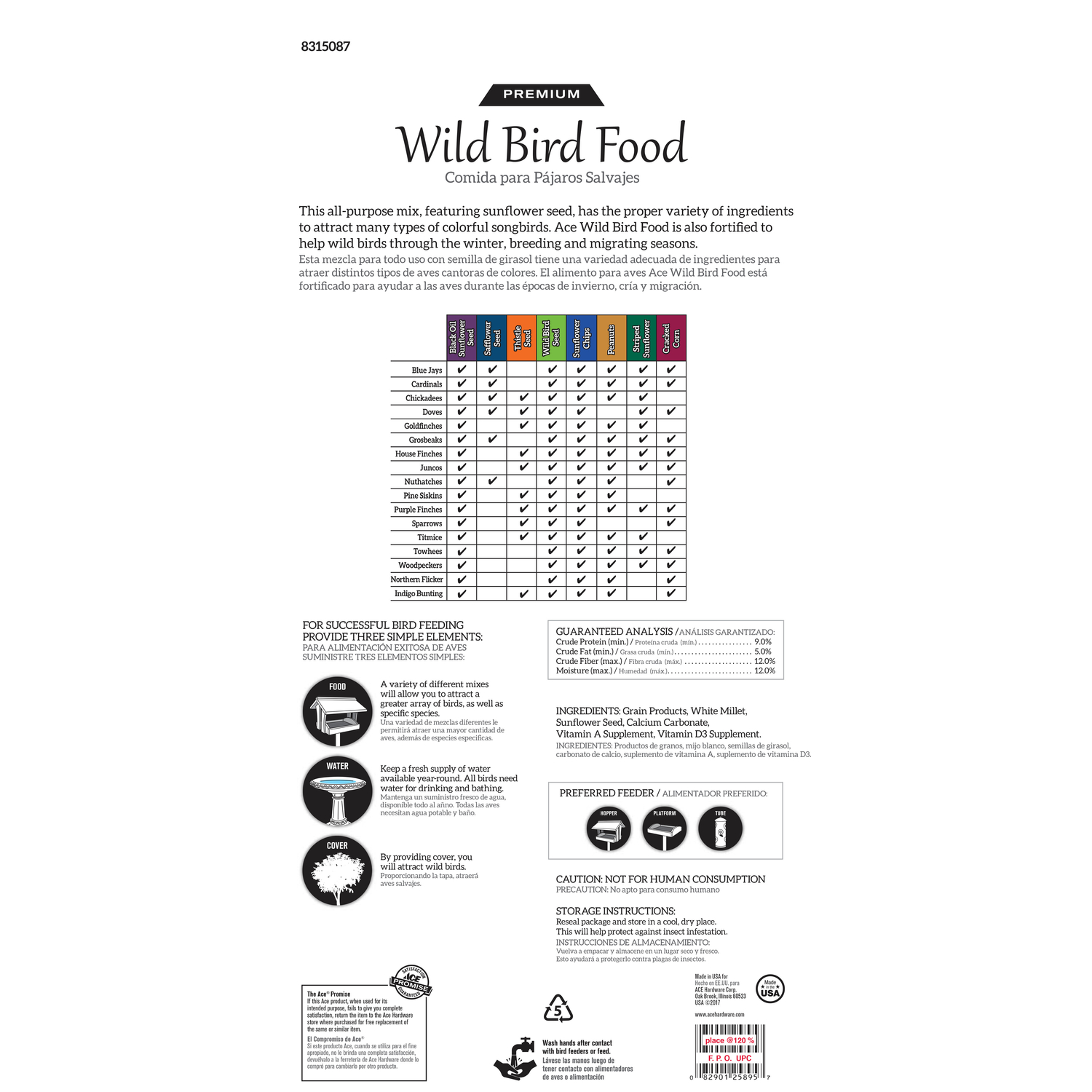 Ace Premium Songbird Grains Wild Bird Food 40 lb Stine Home + Yard