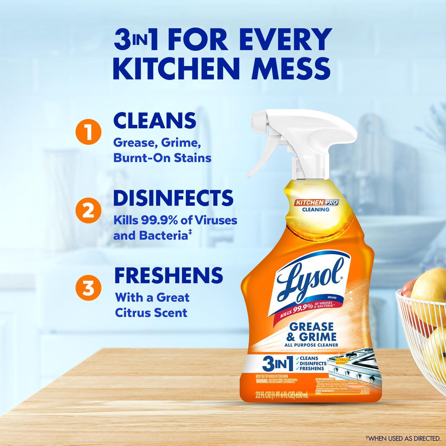 Lysol Kitchen Pro Citrus Scent Kitchen Cleaner Liquid Spray 22 oz