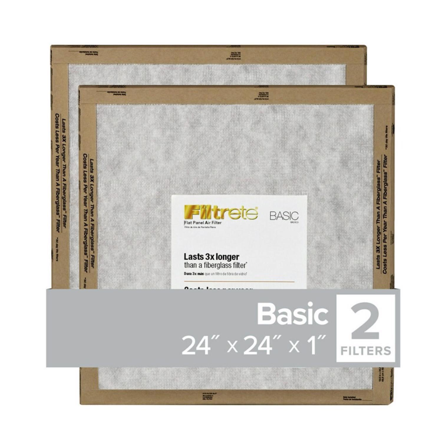 Filtrete 24 in. W X 24 in. H X 1 in. D Synthetic 2 MERV Flat Panel Filter 2 pk
