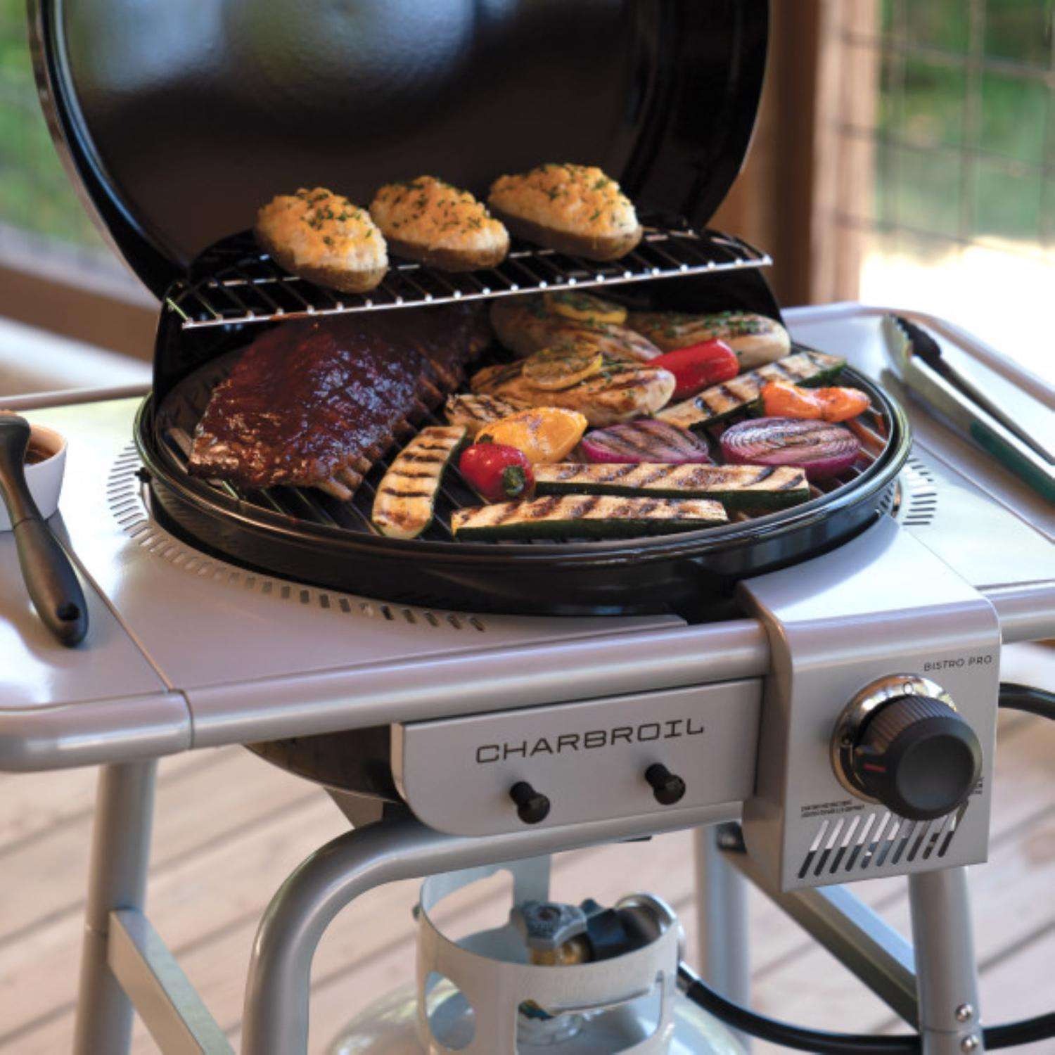 Char-Broil Bistro Pro 1 Burner Charcoal/Liquid Propane Grill Black/Silver