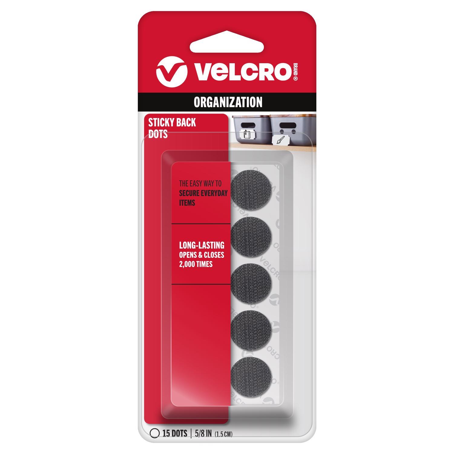 VELCRO Brand Sticky Back Small Nylon Hook and Loop Fastener 5/8 in. L 15 pk