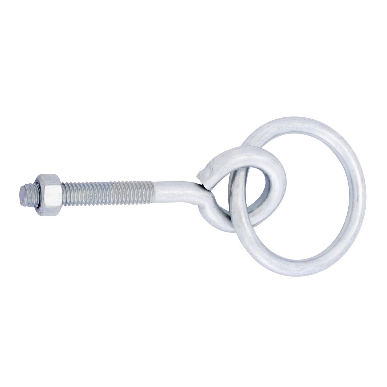 Ace Small Zinc-Plated Silver Steel 3-5/8 in. L Hitching Ring W/Eyebolt and Nut 350 lb 1 pk