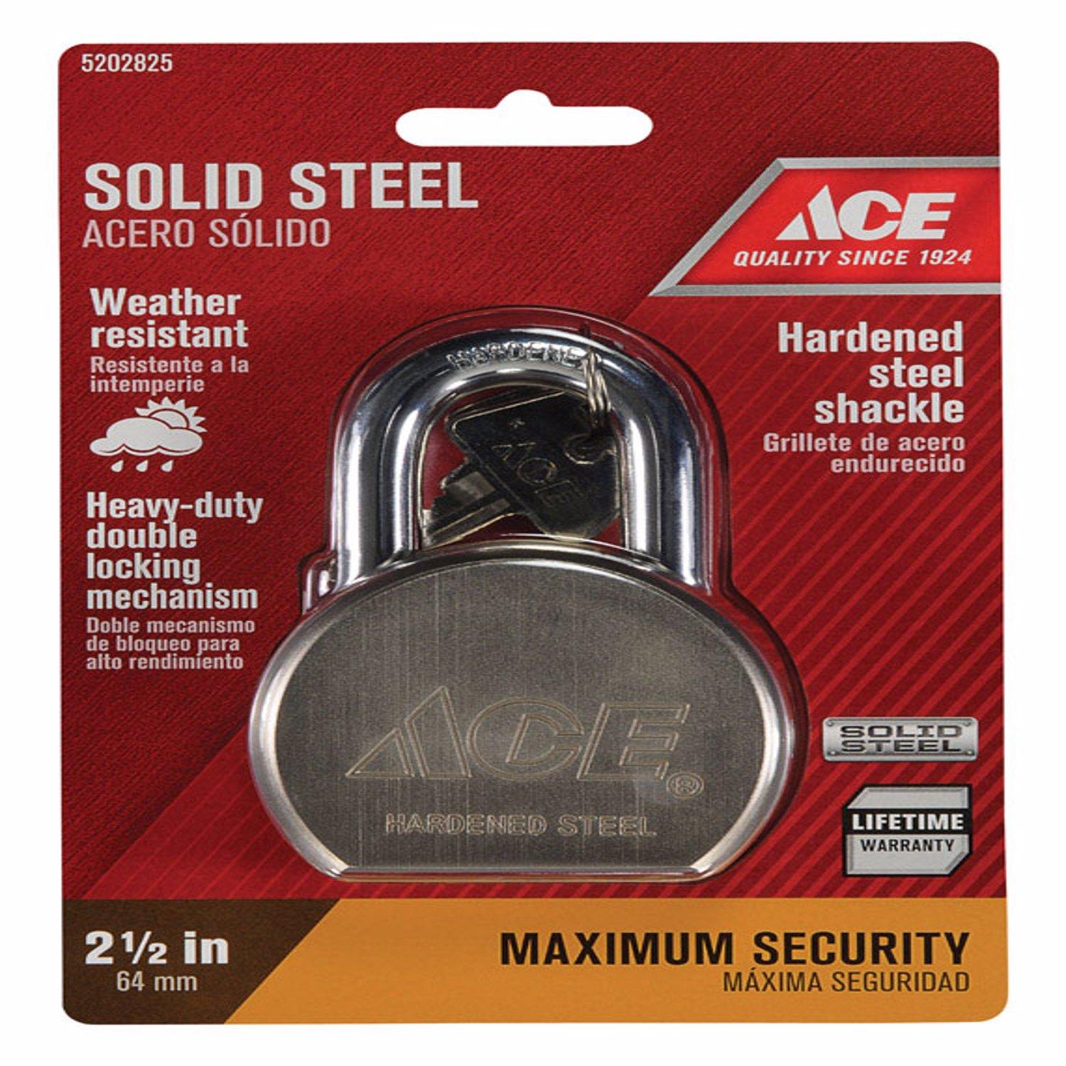 Ace 2-1/4 in. H X 2-1/2 in. W X 1-1/8 in. L Steel Double Locking Padlock