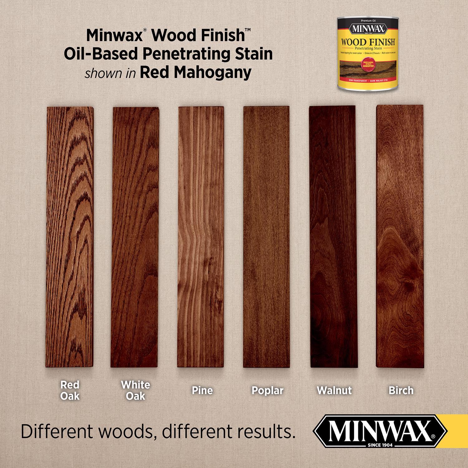 Minwax Wood Finish Semi-Transparent Red Mahogany Oil-Based Penetrating Wood Stain 1/2 pt