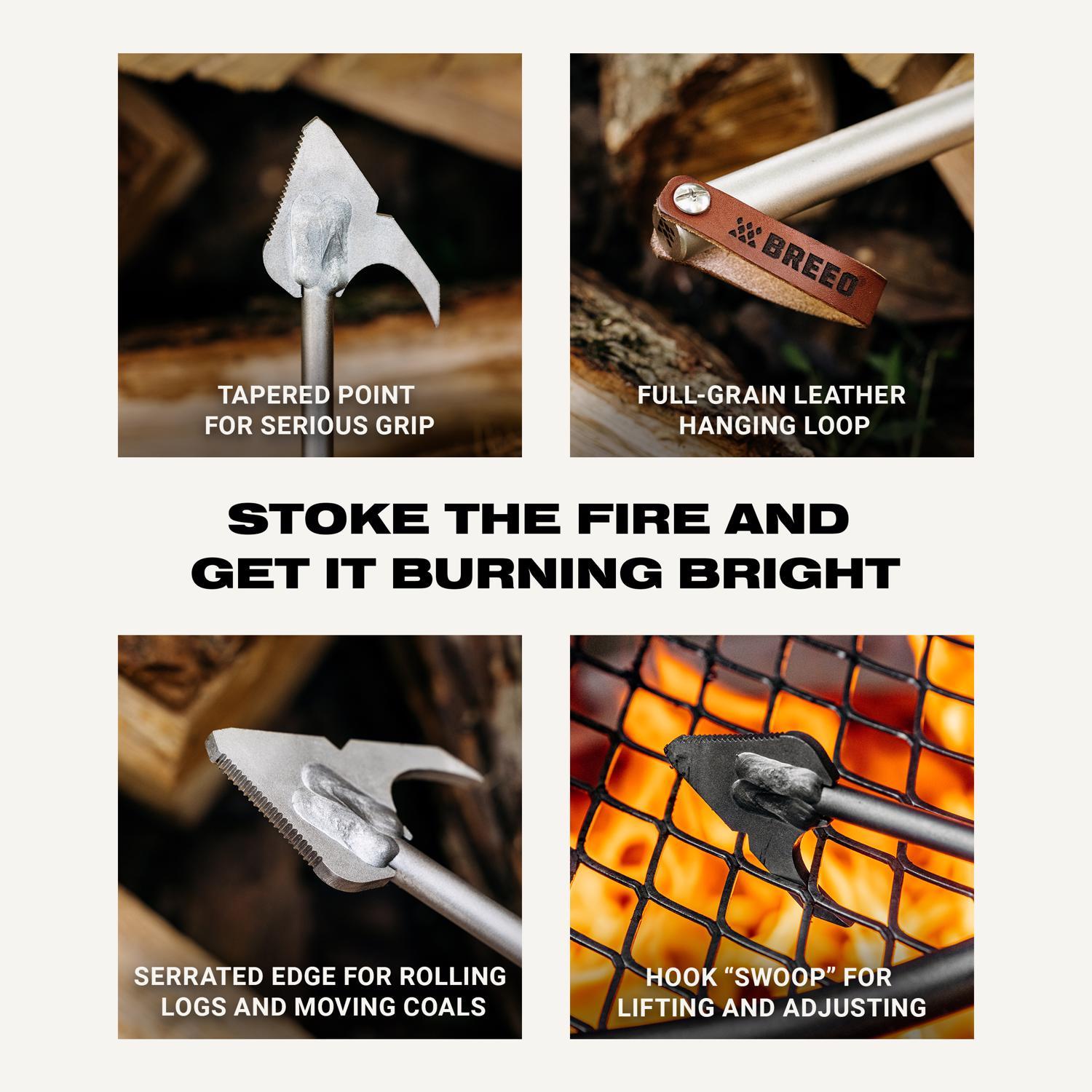 Breeo 304 Fire Poker Stainless Steel Log Grabber and Poker 40 in. H X 2 in. W X 40 in. D