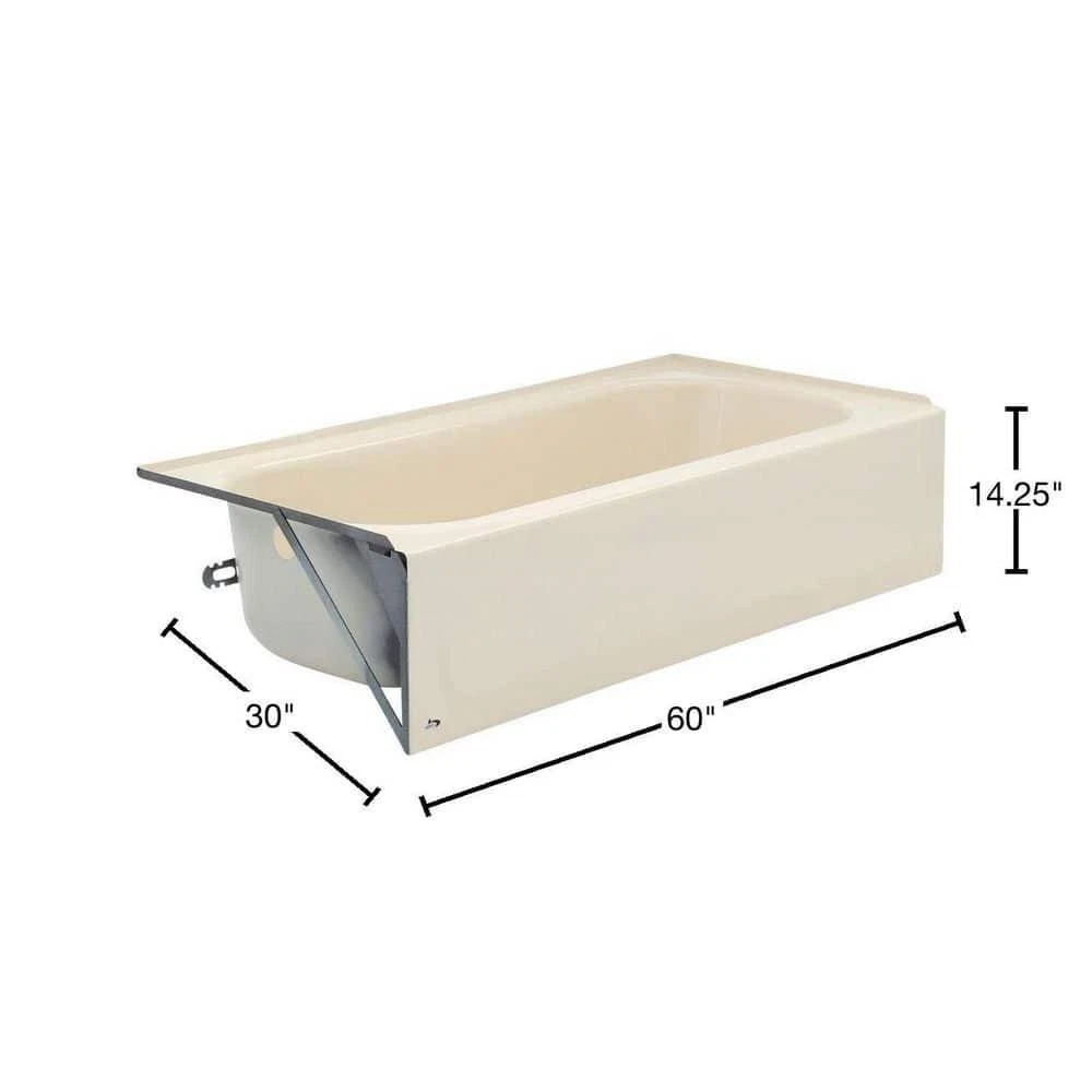 Aloha 60 In. X 30 In. Soaking Bathtub With Right Drain In White