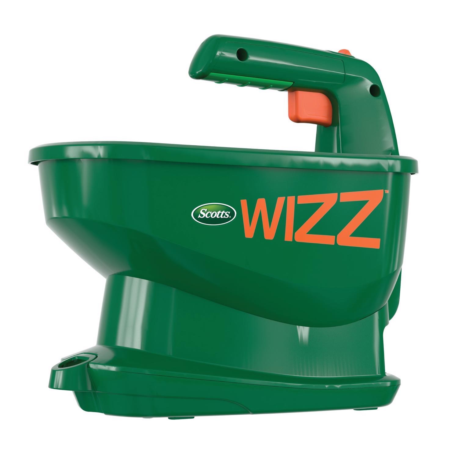 Scotts Wizz 60 in. W Handheld Spreader For Fertilizer/Ice Melt/Seed 4 lb