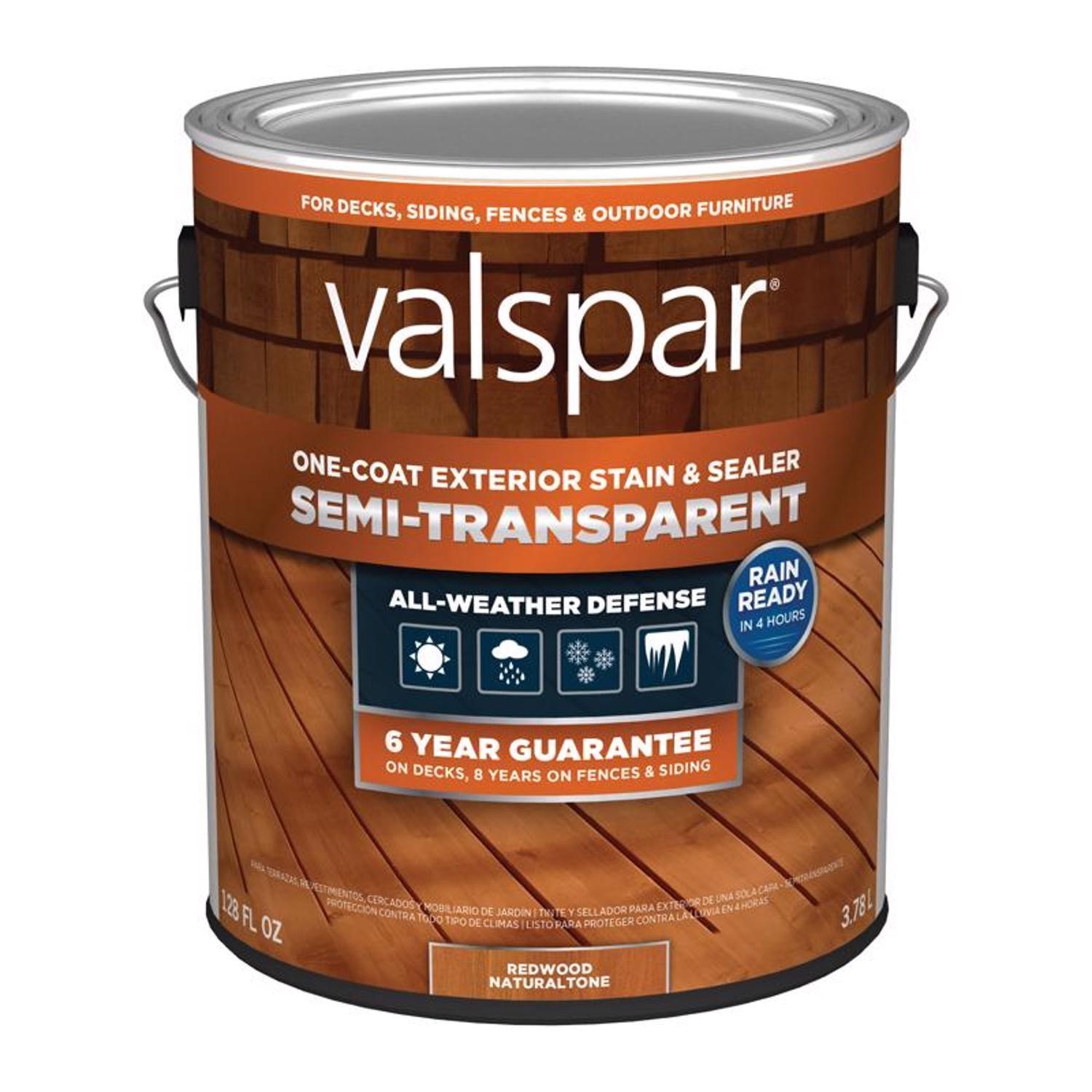 Valspar One-Coat Semi-Transparent Redwood Naturaltone Stain and Sealer 1 Gallon