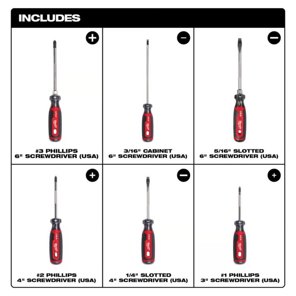 Milwaukee Phillips & Slotted Screwdriver Set 6 pc