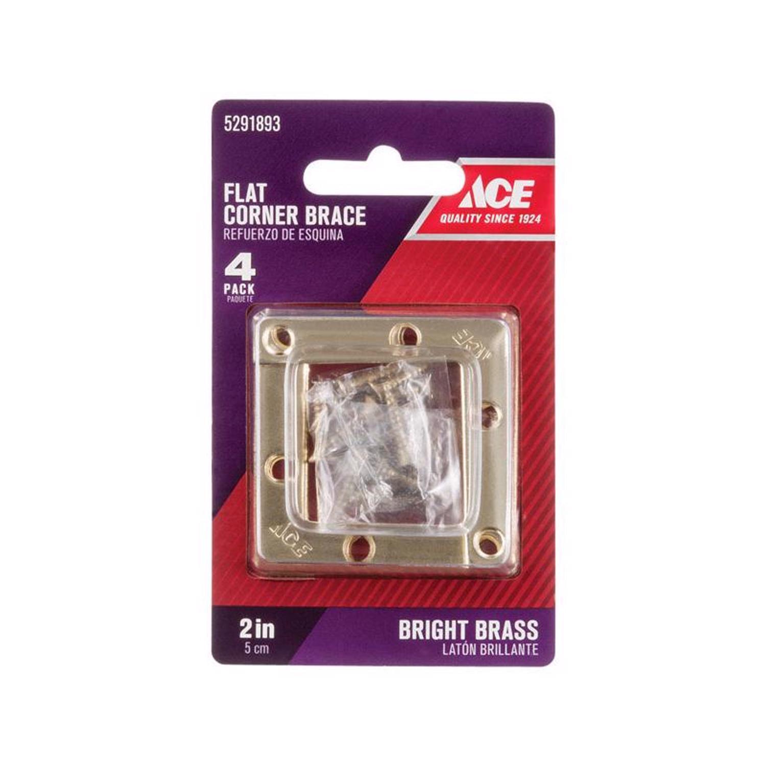 Ace 2 in. H X 2.750 in. W X 2 in. D Brass Flat Corner Brace