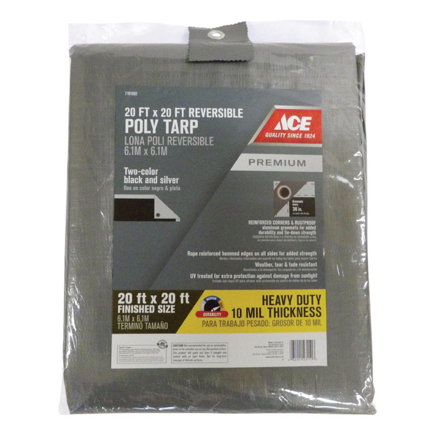 Ace 20 ft. W X 20 ft. L Heavy Duty Polyethylene Tarp Black/Silver