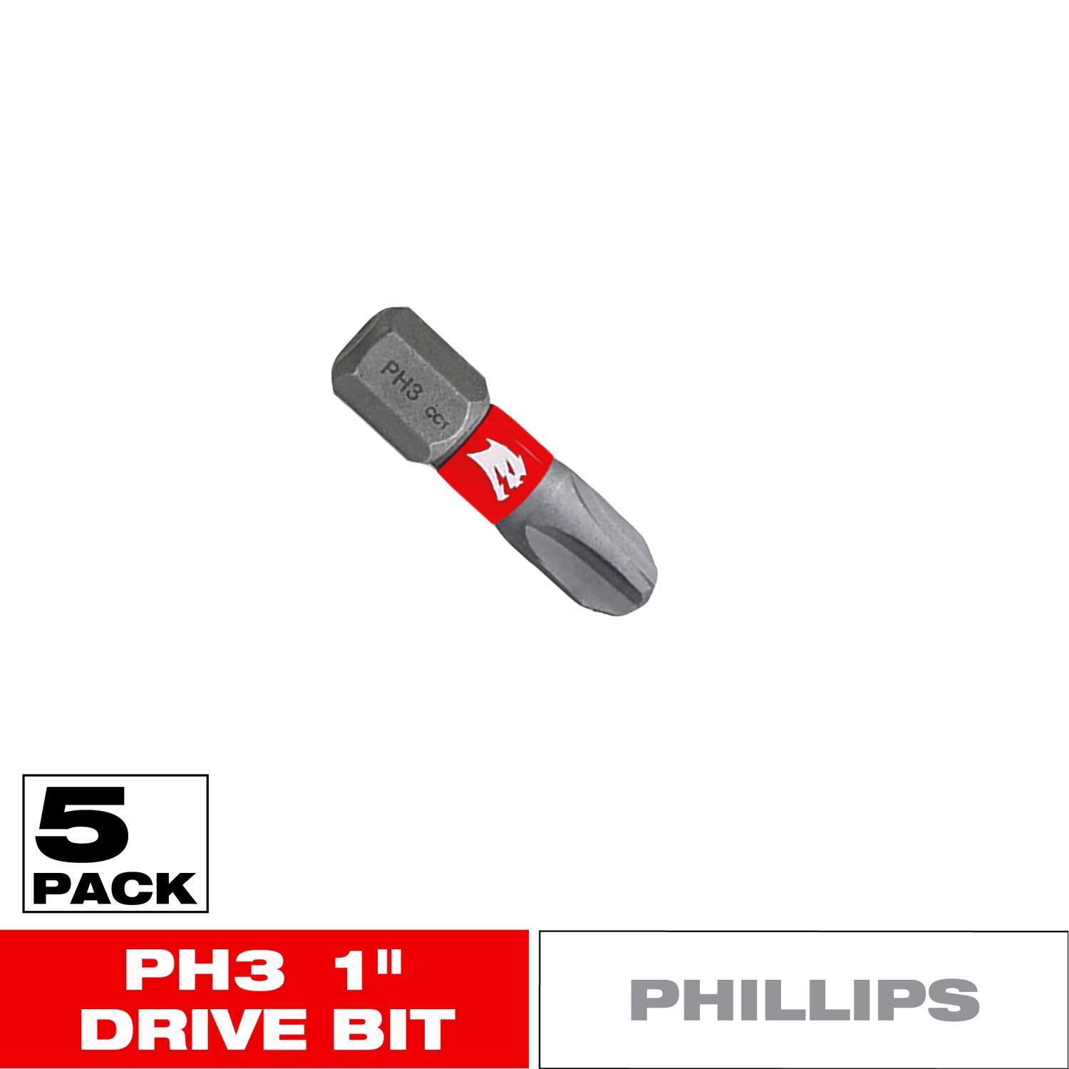 Diablo Phillips #3 X 1 in. L Driver Bit Black Oxide 5 pk