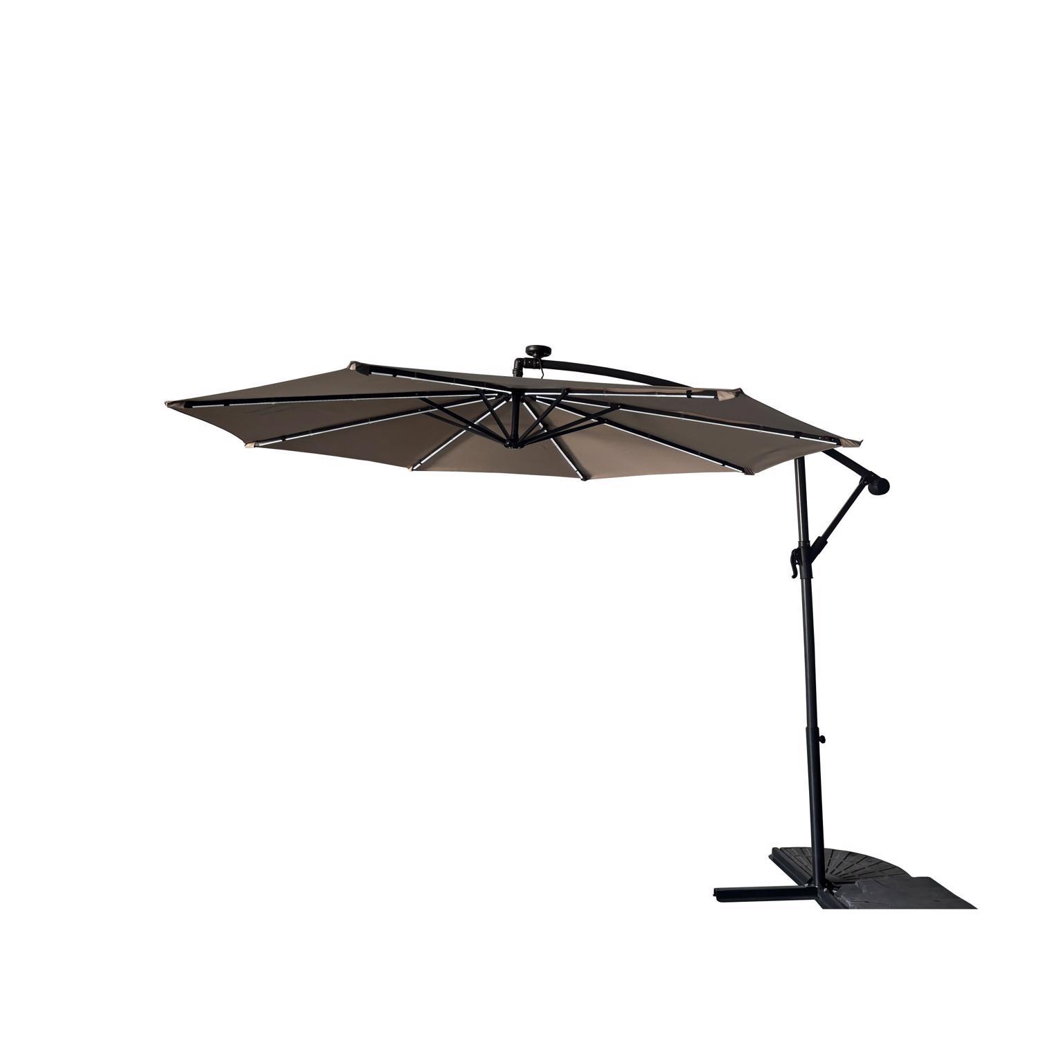 Living Accents 10 ft. Tiltable Taupe Offset Umbrella