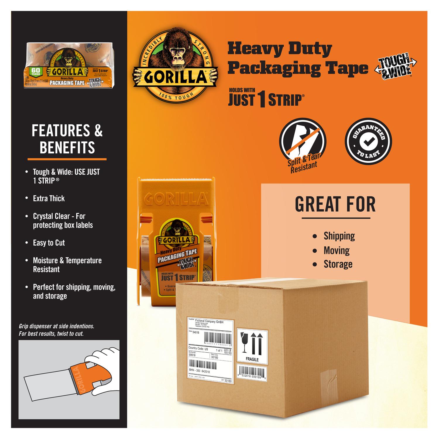 Gorilla 2.88 in. W X 60 yd L Heavy Duty Packaging Tape