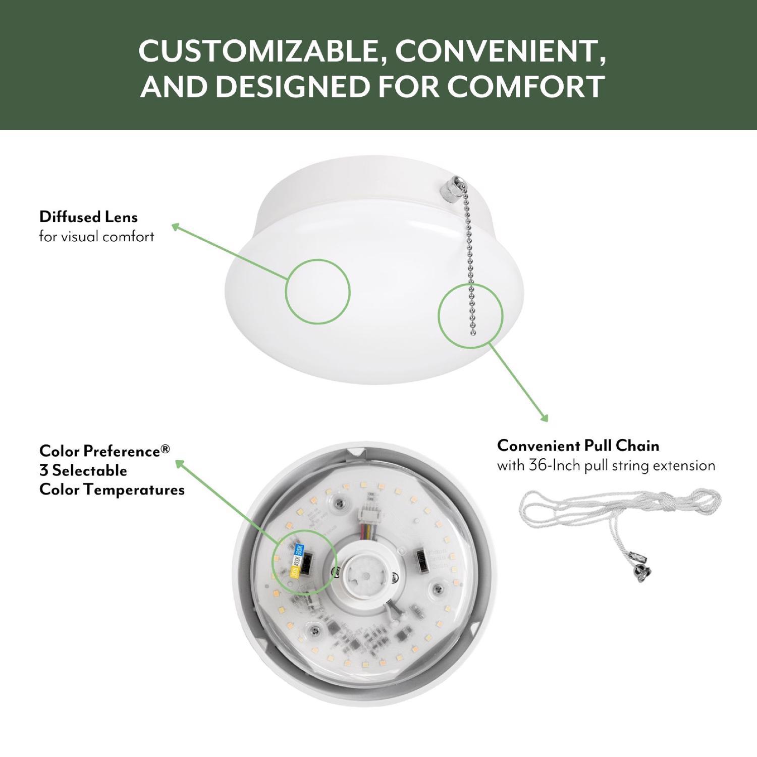 ETI 3.58 in. H X 7 in. W X 7 in. L White LED Ceiling Spin Light