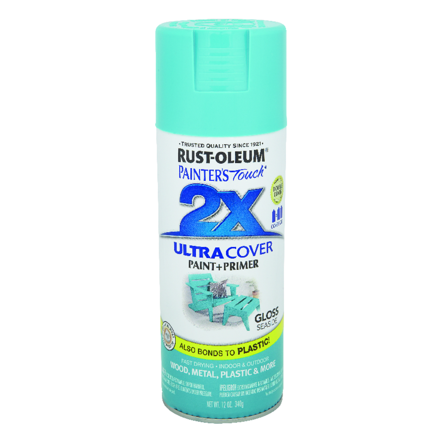 Rust-Oleum Painter's Touch 2X Ultra Cover Gloss Seaside Paint+Primer Spray Paint 12 oz