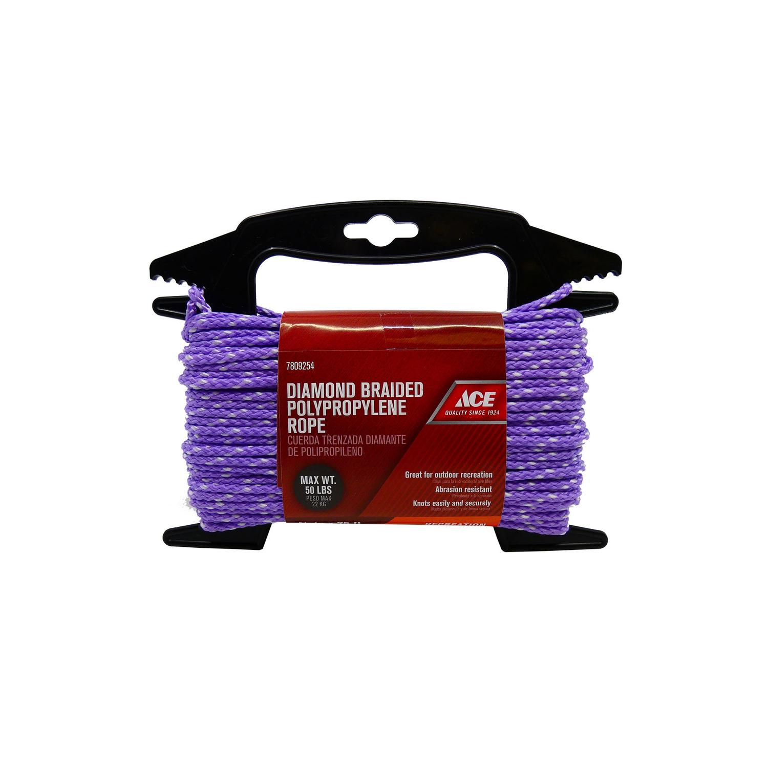 Ace 5/32 in. D X 75 ft. L Assorted Diamond Braided Polypropylene Rope
