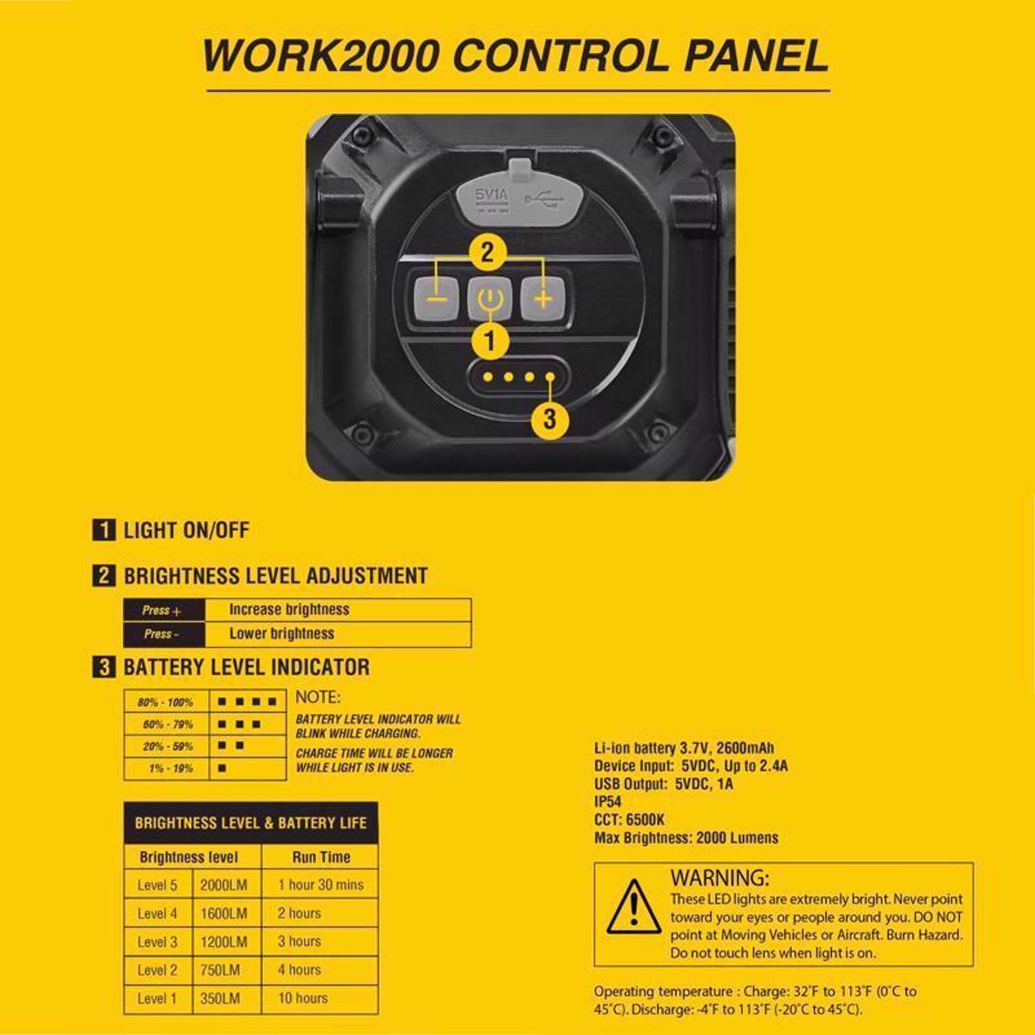 Feit 2000 lm LED Battery Tripod Work Light Stine Home + Yard The