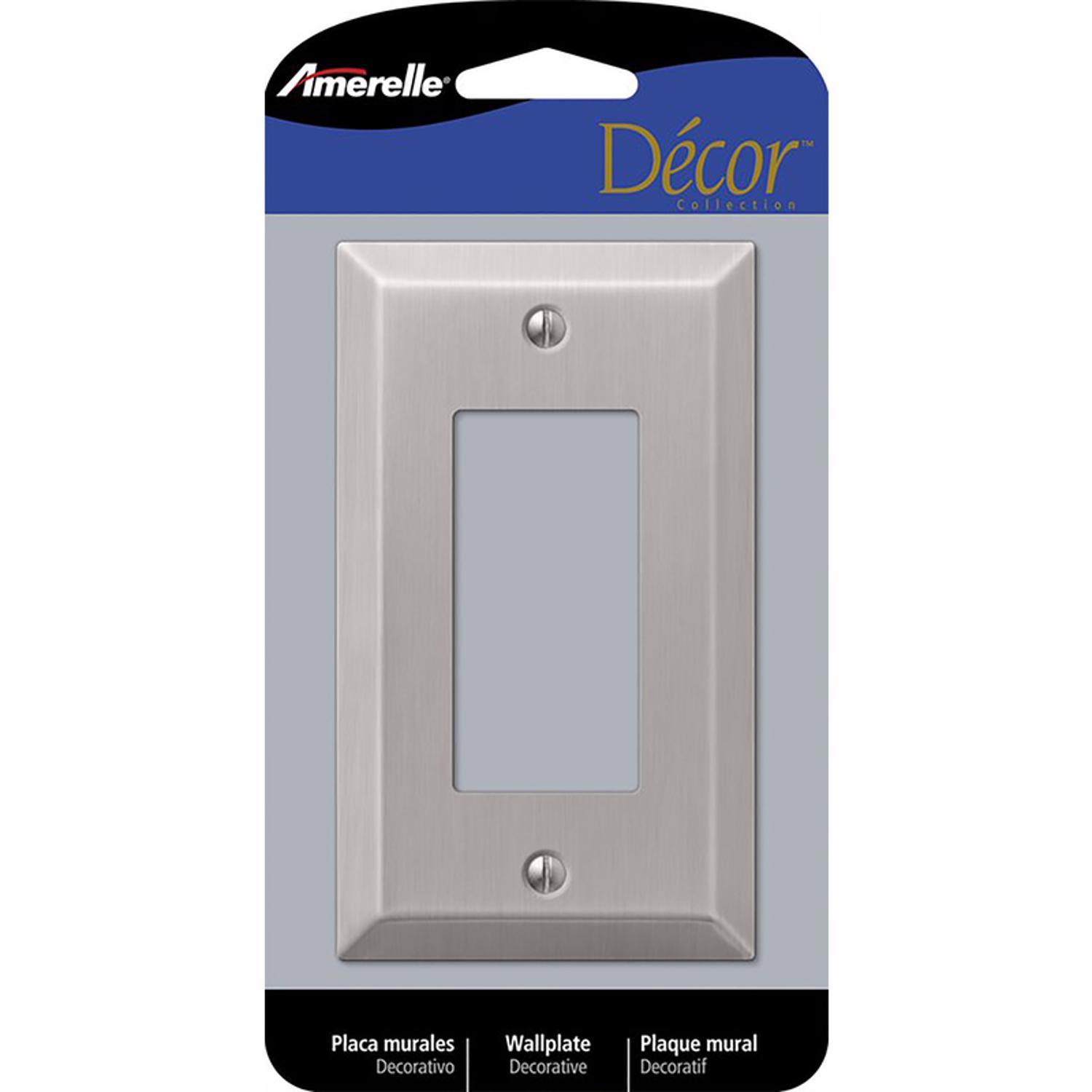 Amerelle Century Brushed Nickel 1 gang Stamped Steel Decorator Wall Plate 1 Pack