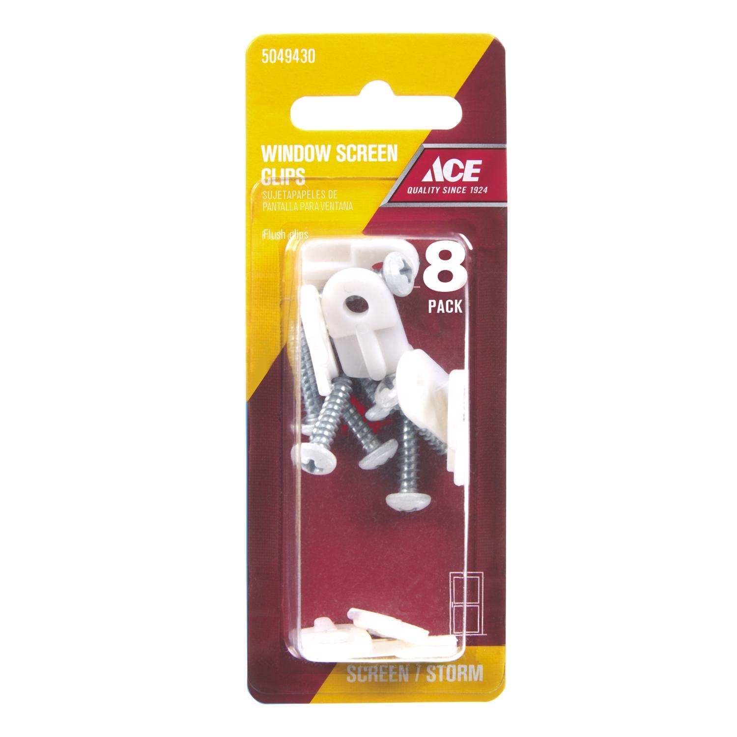 Ace White Plastic Screen Clip 8 Pack