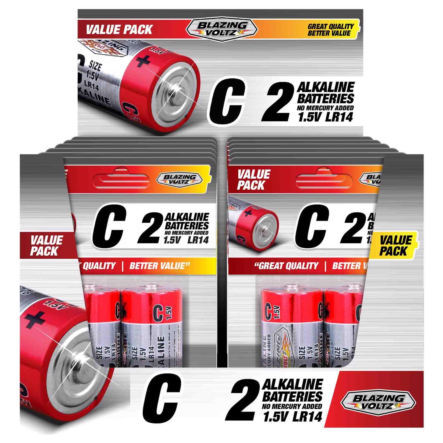 Blazing Voltz C Alkaline Batteries 2 pk Carded