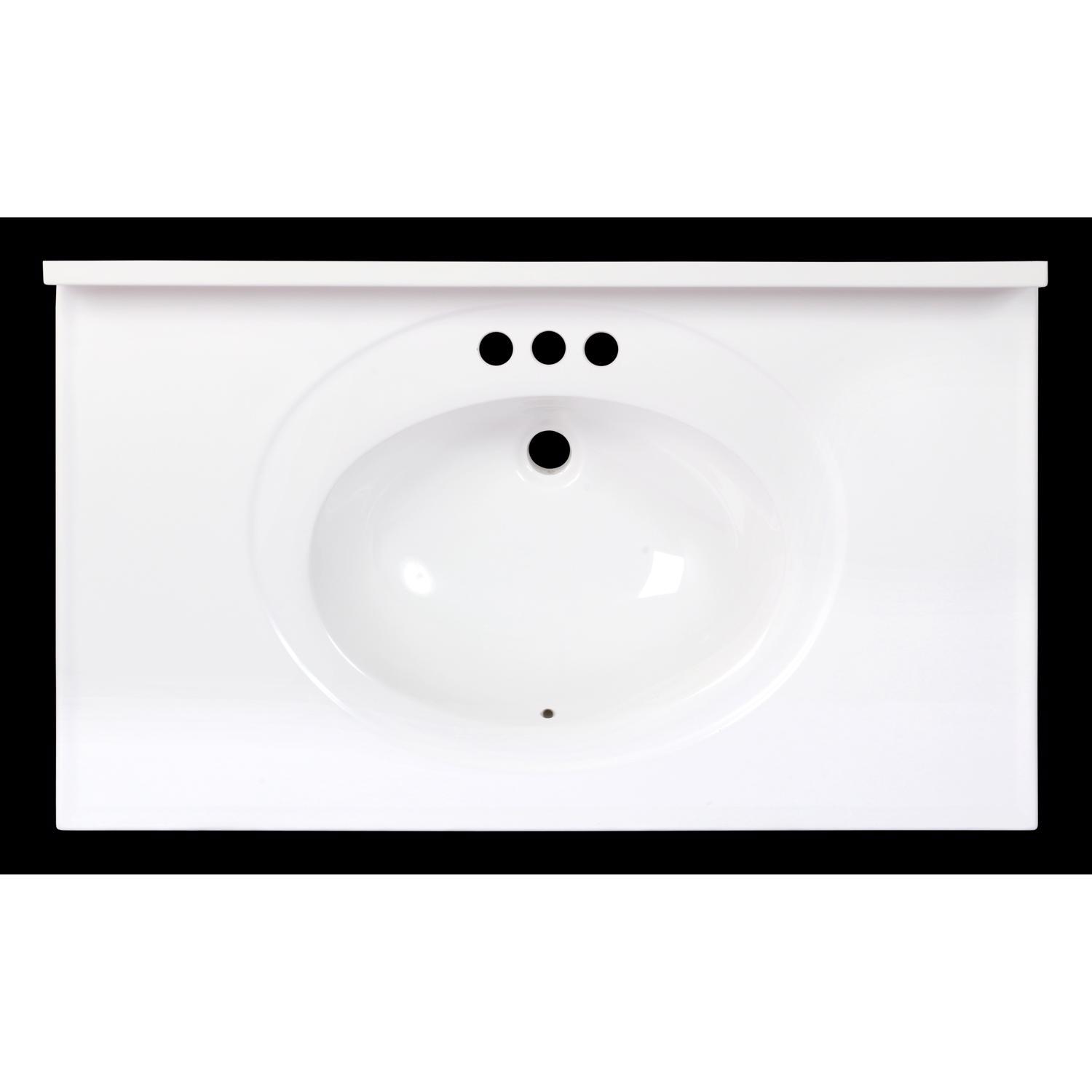 Arstar Standard Cultured Marble Bathroom Sink 37 in. W X 22 in. D White