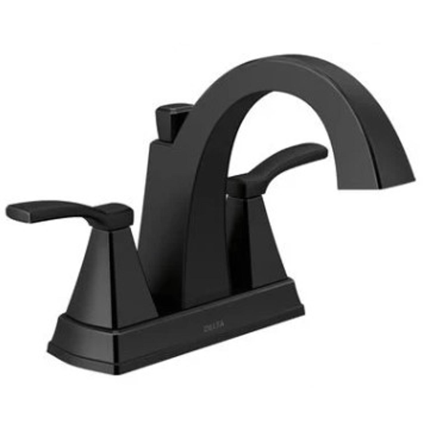 Delta Flynn Matte Black Bathroom Faucet 4 in.
