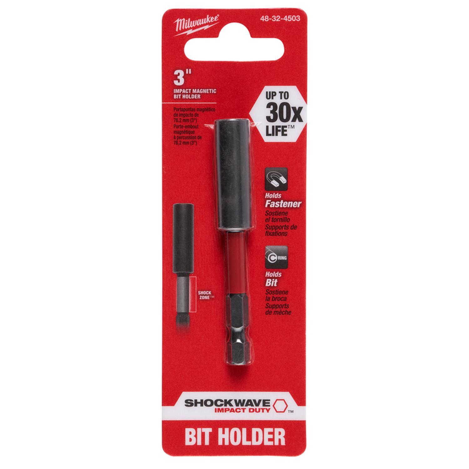 Milwaukee Shockwave Hex 1/4 in. X 3 in. L Screwdriver Bit Holder Steel 2 pc