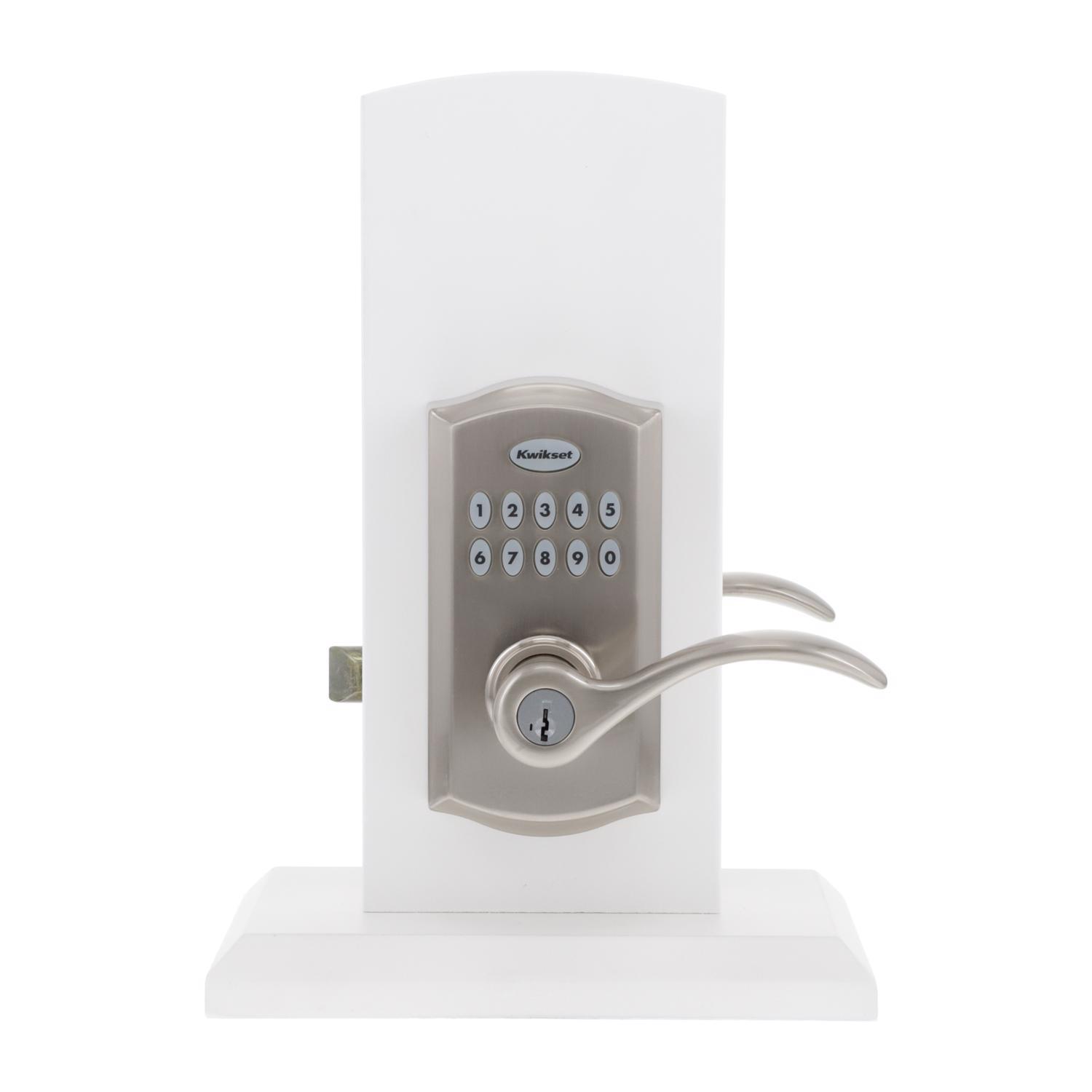 Kwikset SmartKey Satin Nickel Metal Electronic Touch Pad Entry Lever
