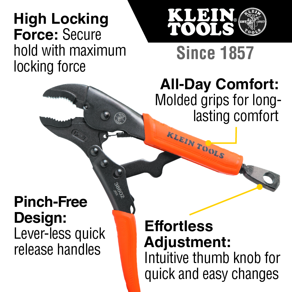 Klein Curved Jaw Locking Pliers, 10-in.