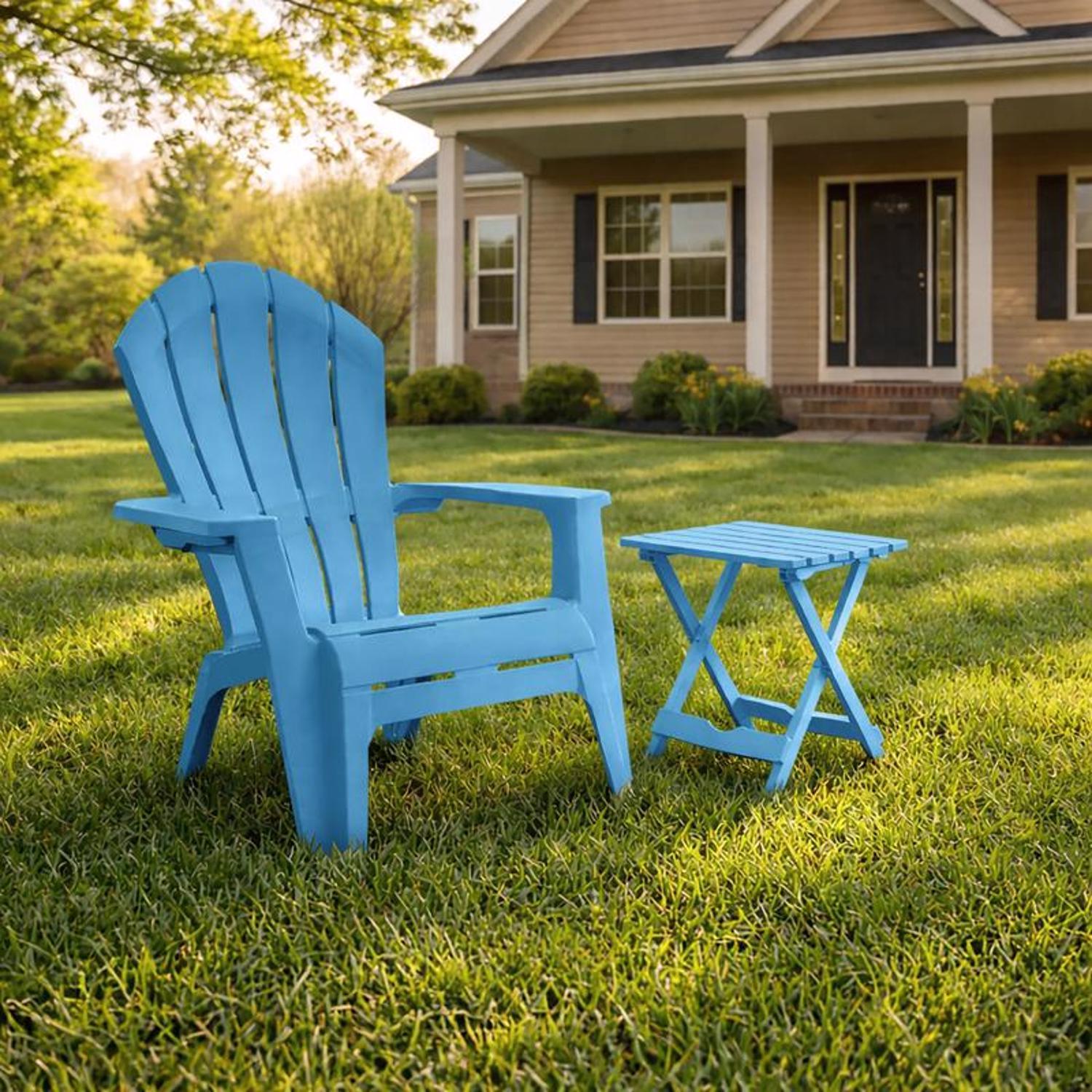 Adams RealComfort Deluxe Pool Blue Resin Frame Adirondack Chair