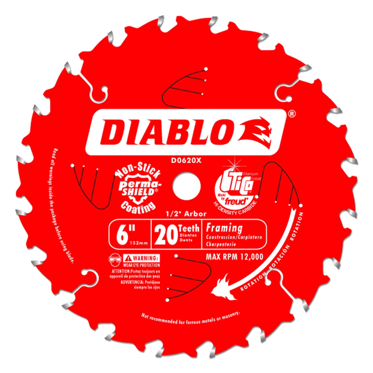 Diablo 6 in. D X 1/2 in. TiCo Hi-Density Carbide Framing Blade 20 teeth 1 pc